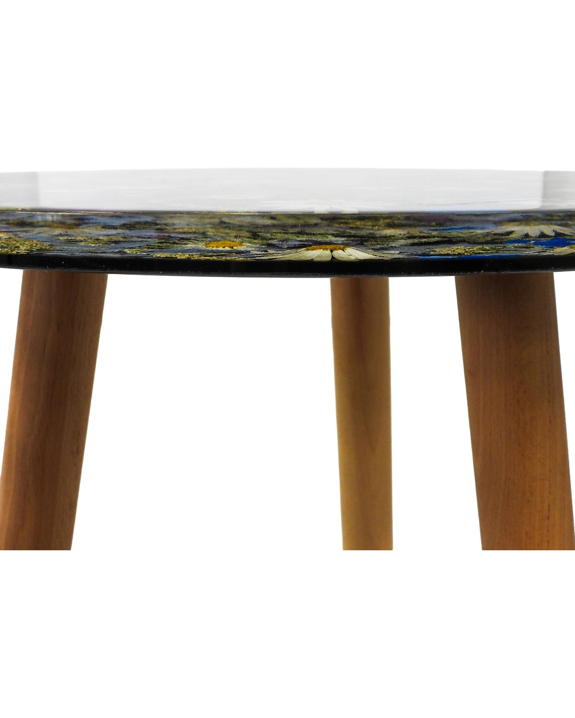 5 Leni Resin Side Table Handmade Tranquil Garden - Black, 5 of 6
