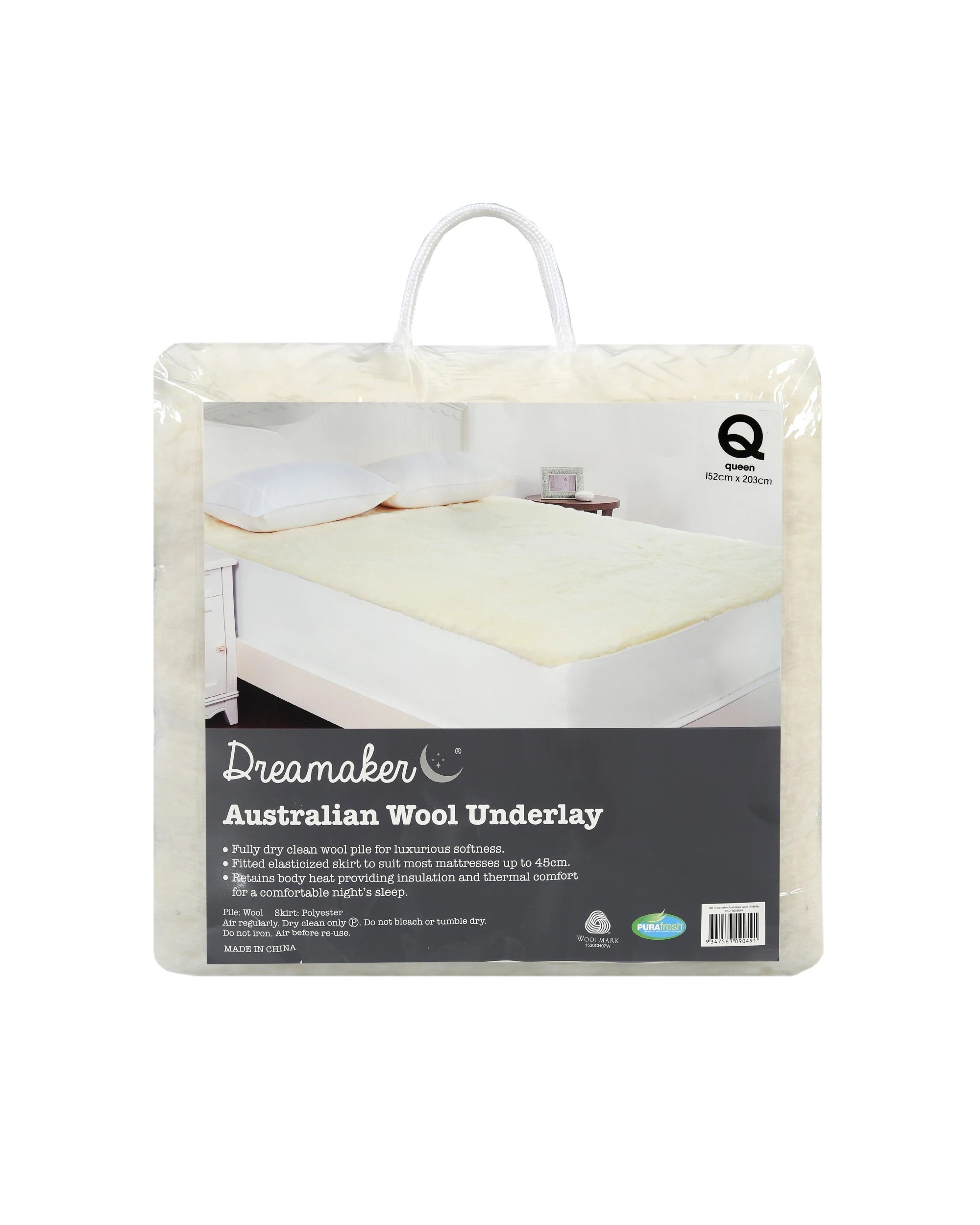 7 Dreamaker 300GSM Wool Fleece Mattress Underlay - Queen Bed - Beige, 7 of 7