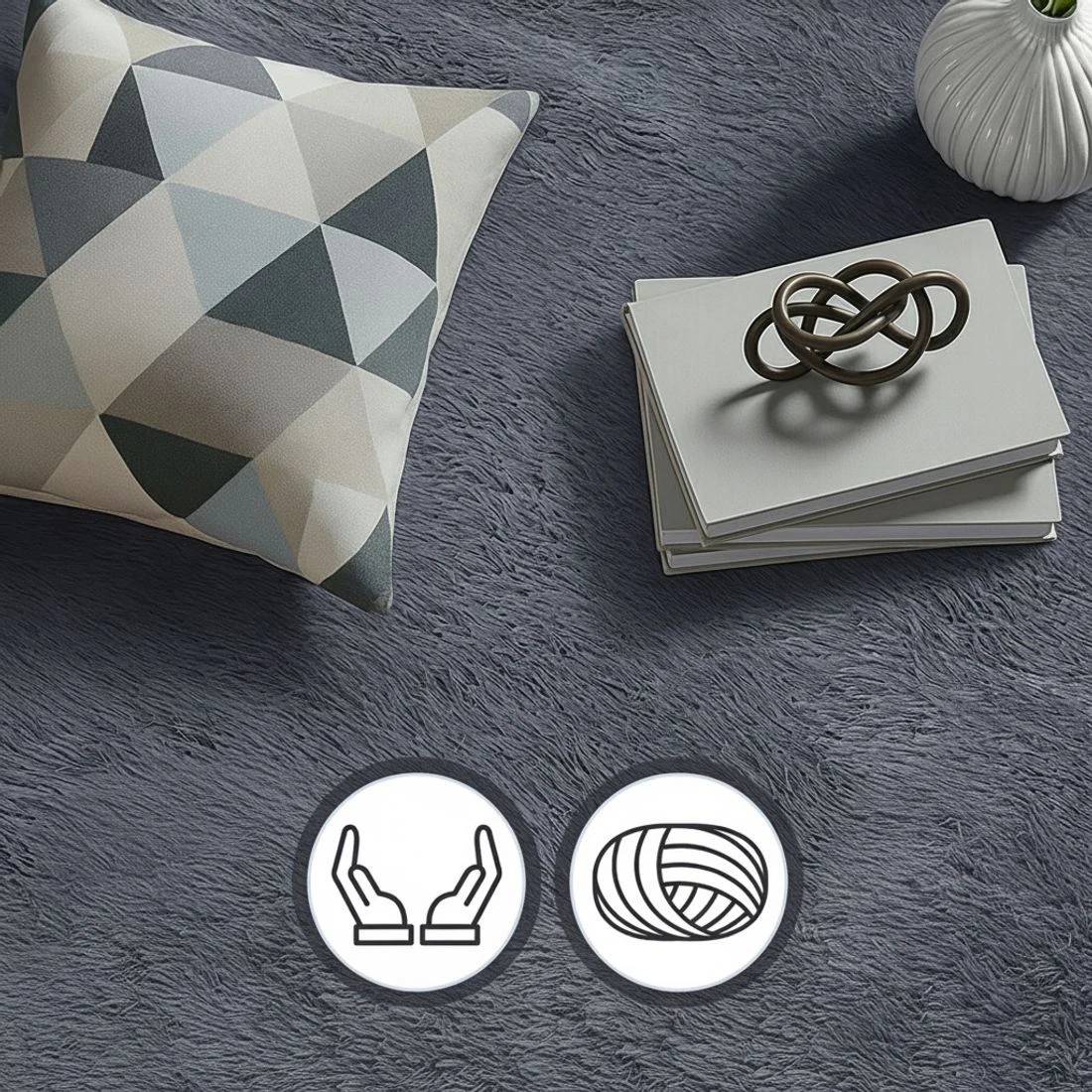 6 Artiss Floor Rug 200x230cm Plush Area Shaggy Rug Living Room Bedroom Carpet - Grey, 6 of 9