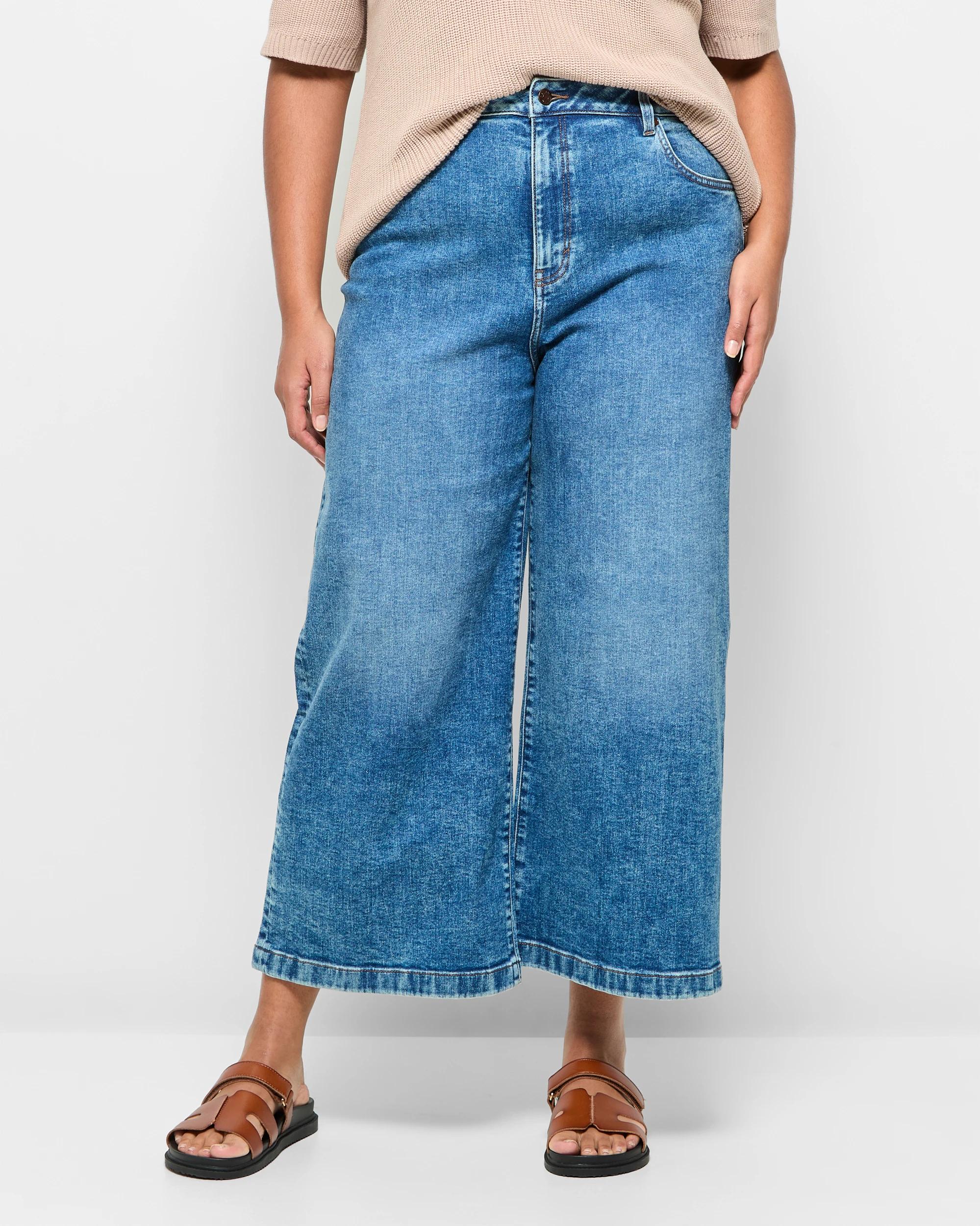 2 Target Plus Size Crop Length Wide Leg Denim Jeans ERA BLUE, 2 of 5