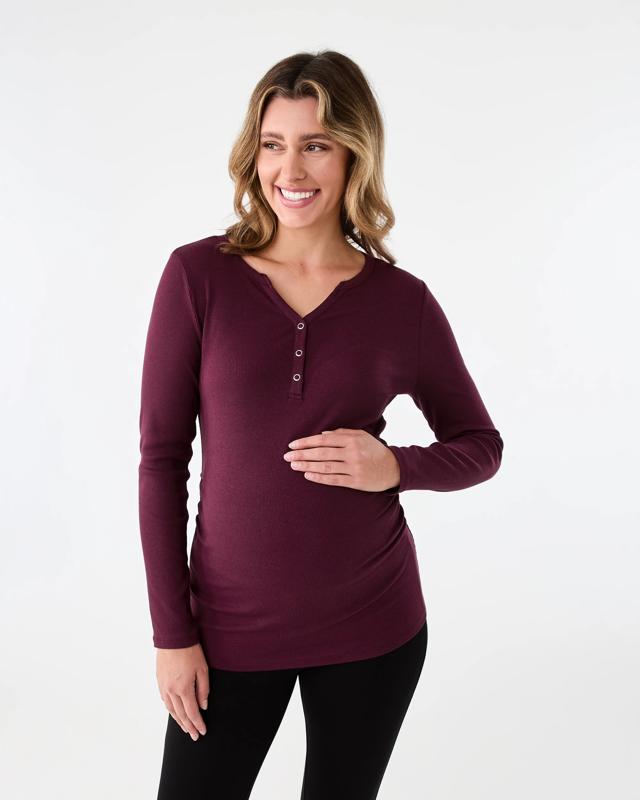 Maternity Long Sleeve Henley Feeding