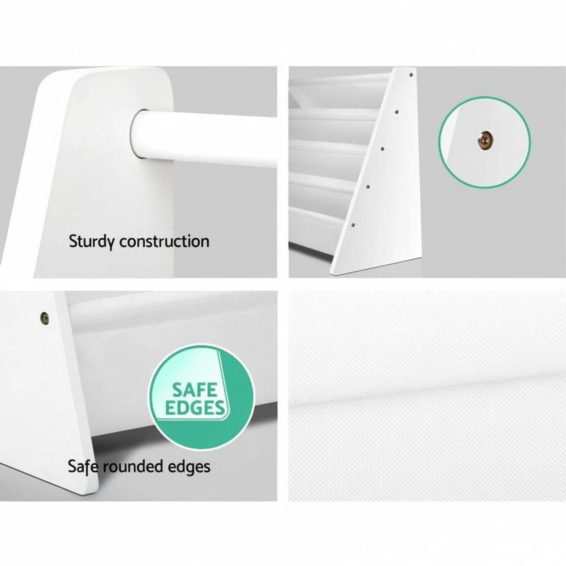 7 Keezi 4 Tiers Kids Bookshelf Magazine Shelf Children Bookcase Rack Organiser Toy Storage Reading Nook Playroom - White, 7 of 9