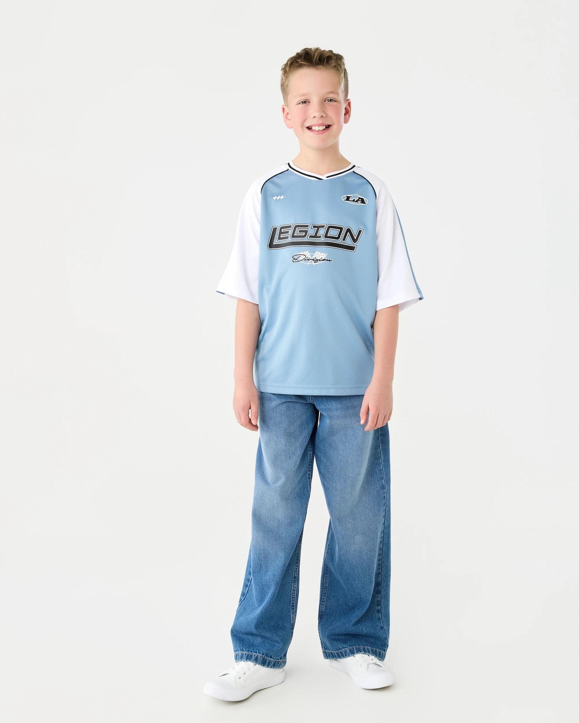 7 Short Sleeve Oversized Mesh T-shirt Faded Blue, 7 of 8