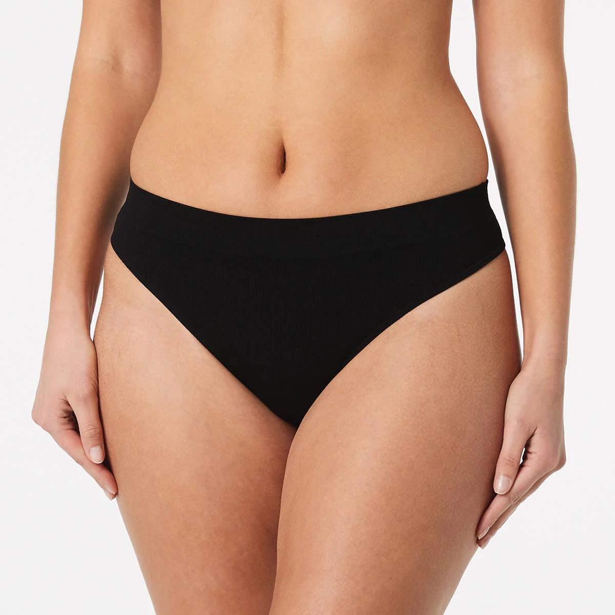 4 3 Pack Rib Seamfree G-string Briefs BLACK, GREY MARLE, BLACK, 4 of 7