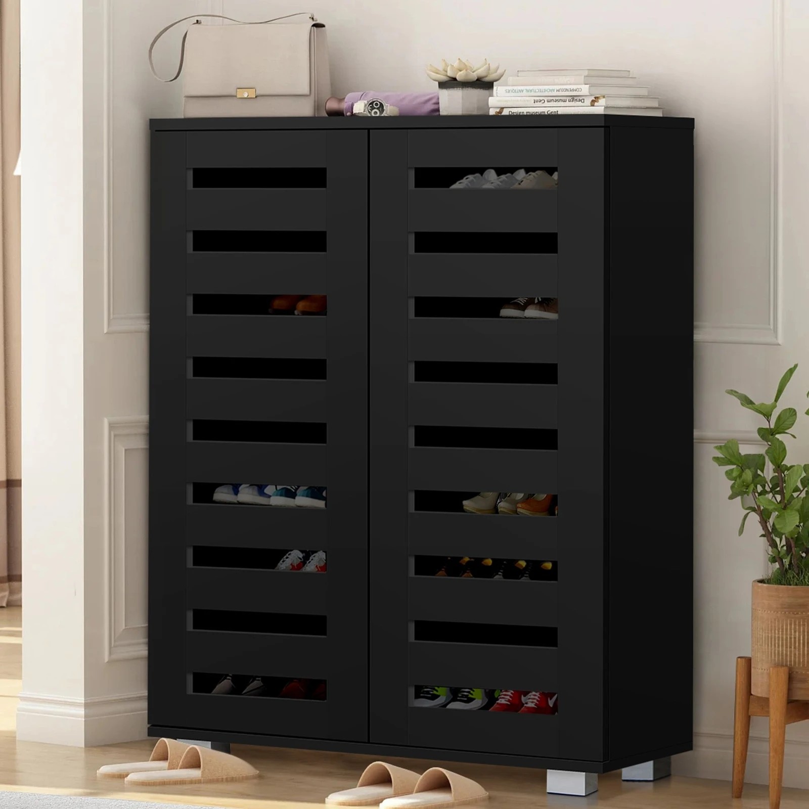 5 Alfordson Shoe Cabinet Organiser Storage Rack Drawer Shelf 21 pairs - Black, 5 of 10