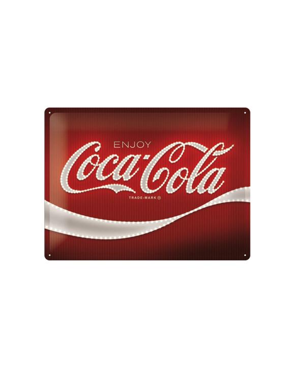 Nostalgic-Art Large 30x40cm Metal Wall Art Sign Plaque - Coca Cola Logo Red Lights - Red