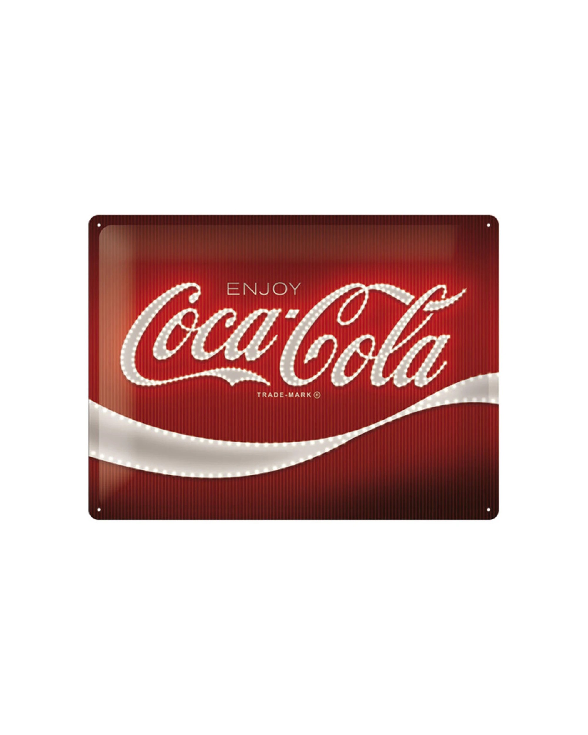 1 Nostalgic-Art Large 30x40cm Metal Wall Art Sign Plaque - Coca Cola Logo Red Lights - Red, 1 of 1