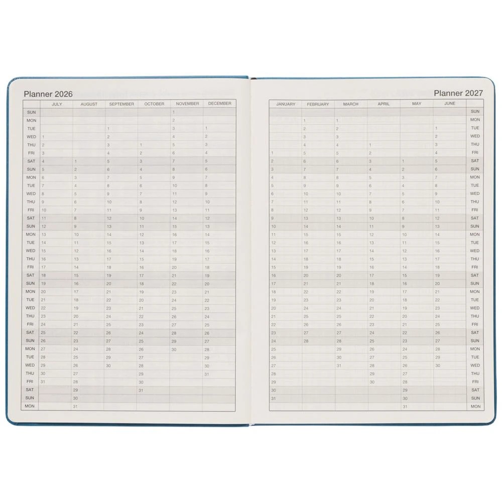 4 J.Burrows A4 Week to View PU FY26/27 Diary Blue, 4 of 6