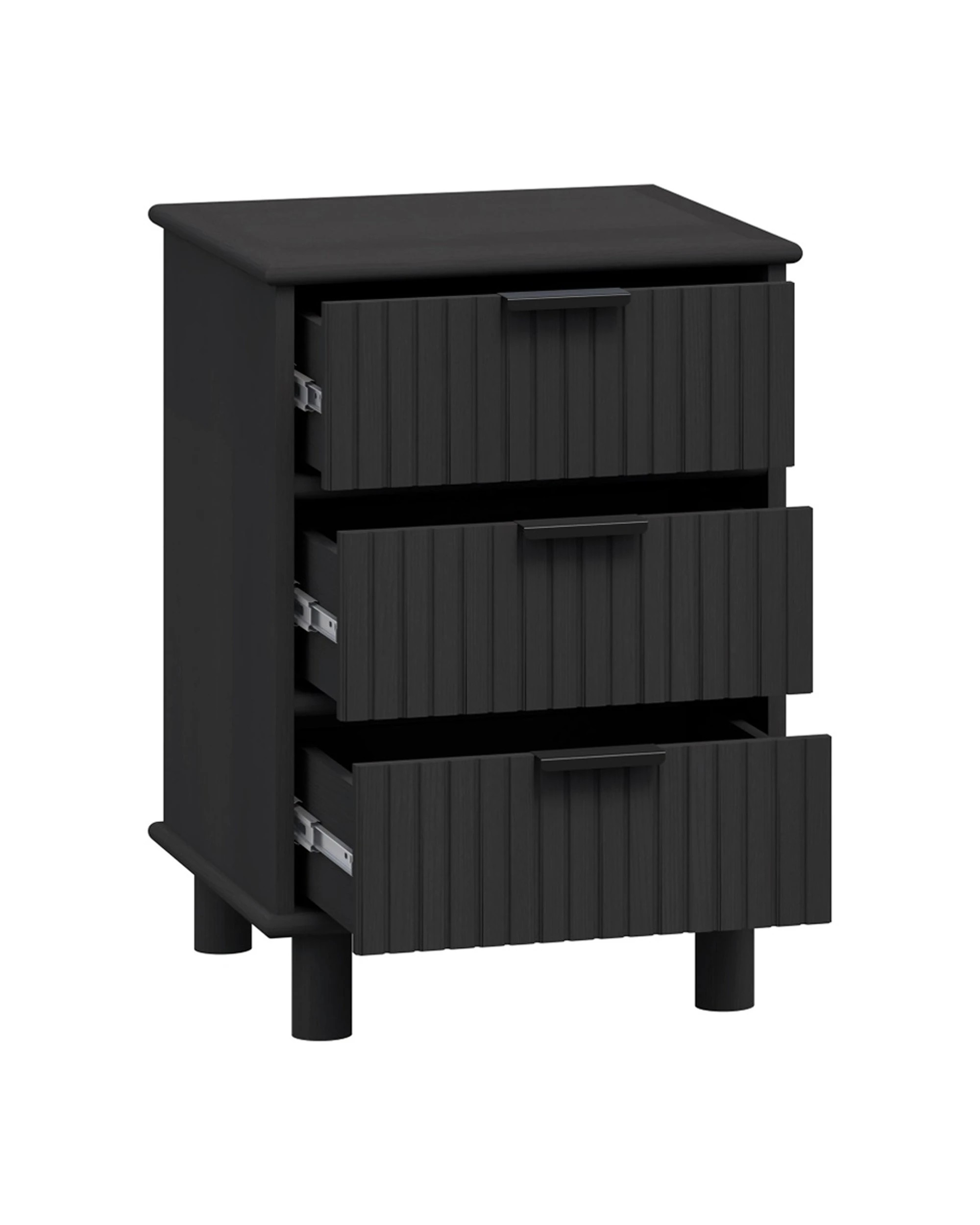 4 Alpine Bay Sorrento 3 Drawer Side Table Decor Woodgrain Finish 44.5x42x62.5cm - Black, 4 of 8