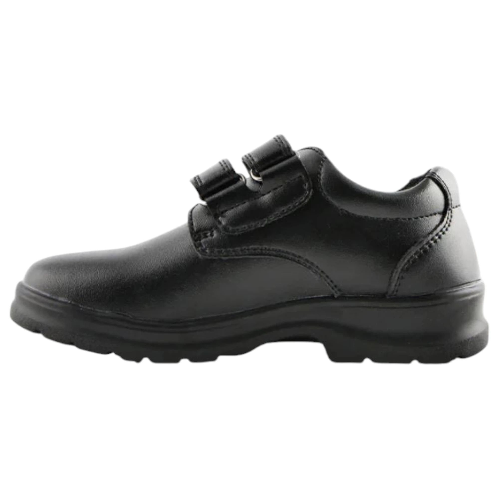1 Grosby Kids Evan 2 Black Double Strap School Shoes BLACK, 1 of 4