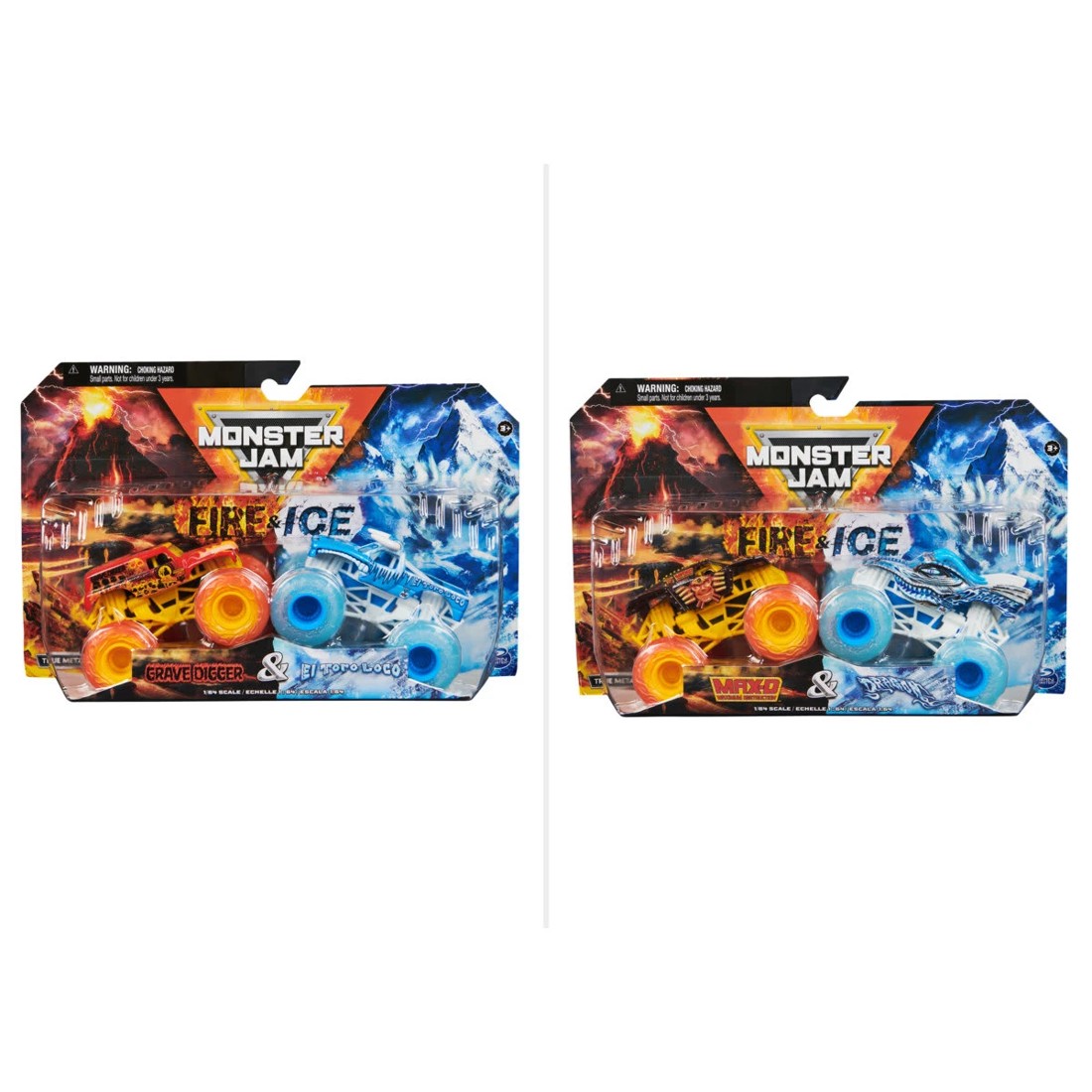 1 2 Pack Monster Jam 1:64 Scale True Metal Fire and Ice Trucks - Assorted, 1 of 7