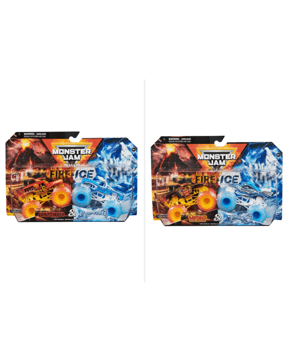 2 Pack Monster Jam 1:64 Scale True Metal Fire and Ice Trucks - Assorted