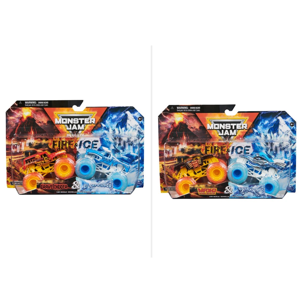 1 2 Pack Monster Jam 1:64 Scale True Metal Fire and Ice Trucks - Assorted, 1 of 7
