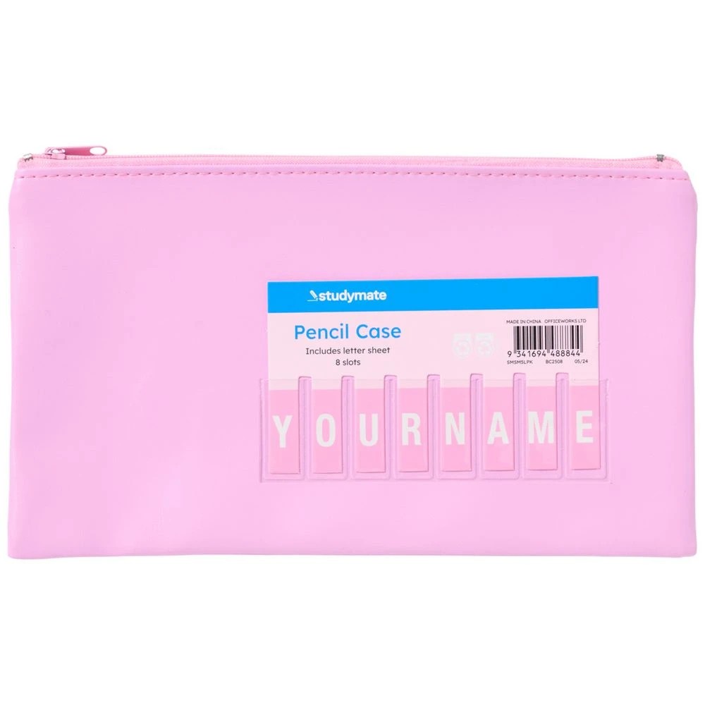 1 Studymate Single Zip Name Pencil Case Small Light Pink, 1 of 5