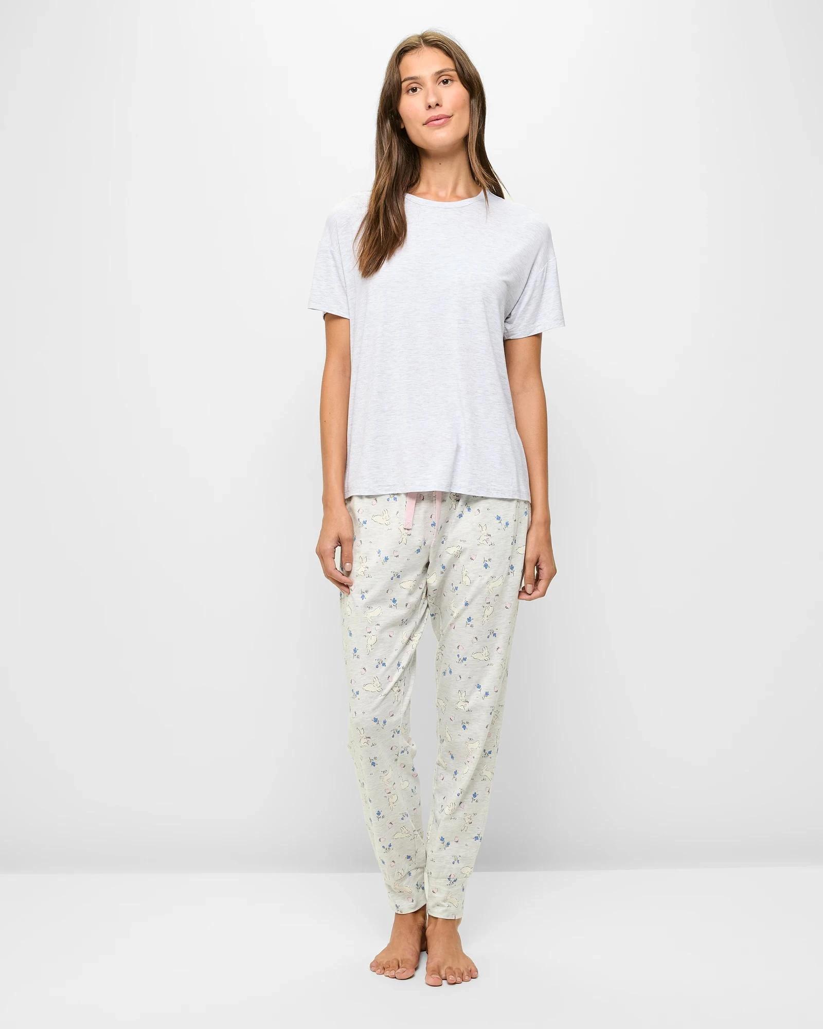 2 Target Woman Bamboo Soft Comfort Pyjama Sleep T-Shirt GREY MARLE, 2 of 5