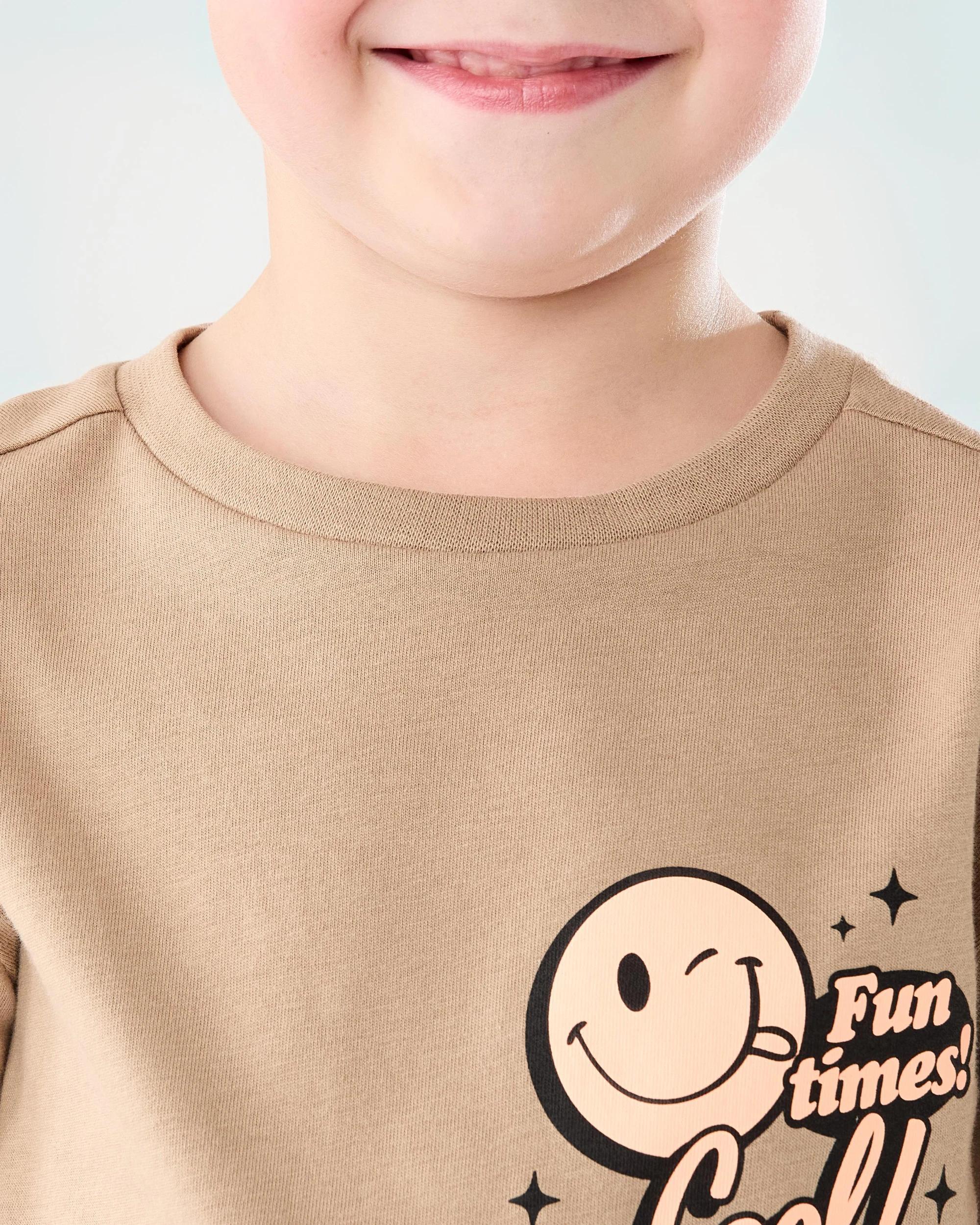 4 Chest Print T-shirt Bge Smiley, 4 of 10