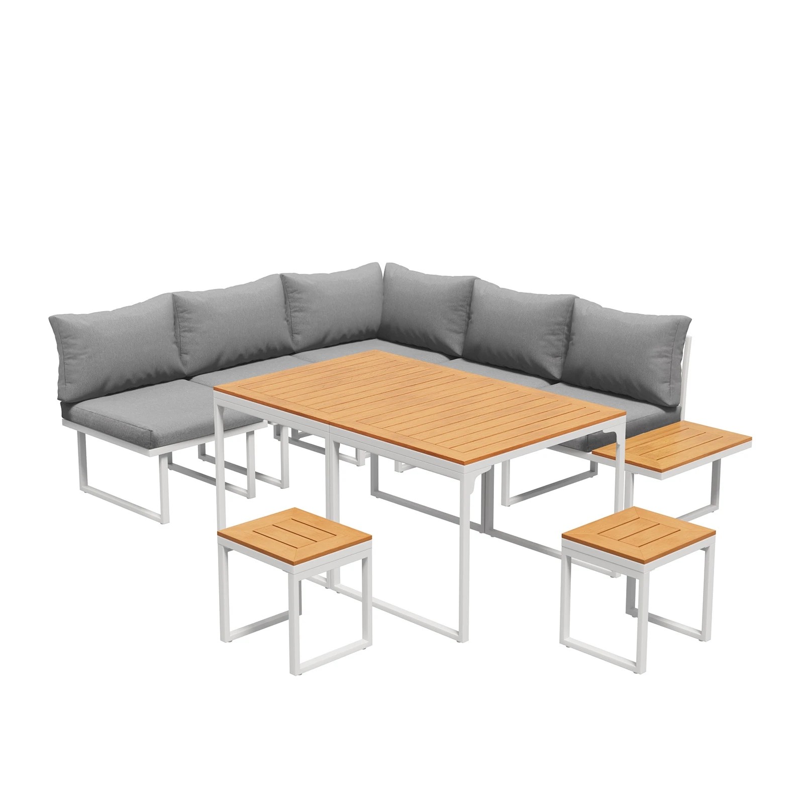 1 Livsip 7 Seater Outdoor Dining Set Sofa Lounge Setting Patio Table Stool - Multi, 1 of 8