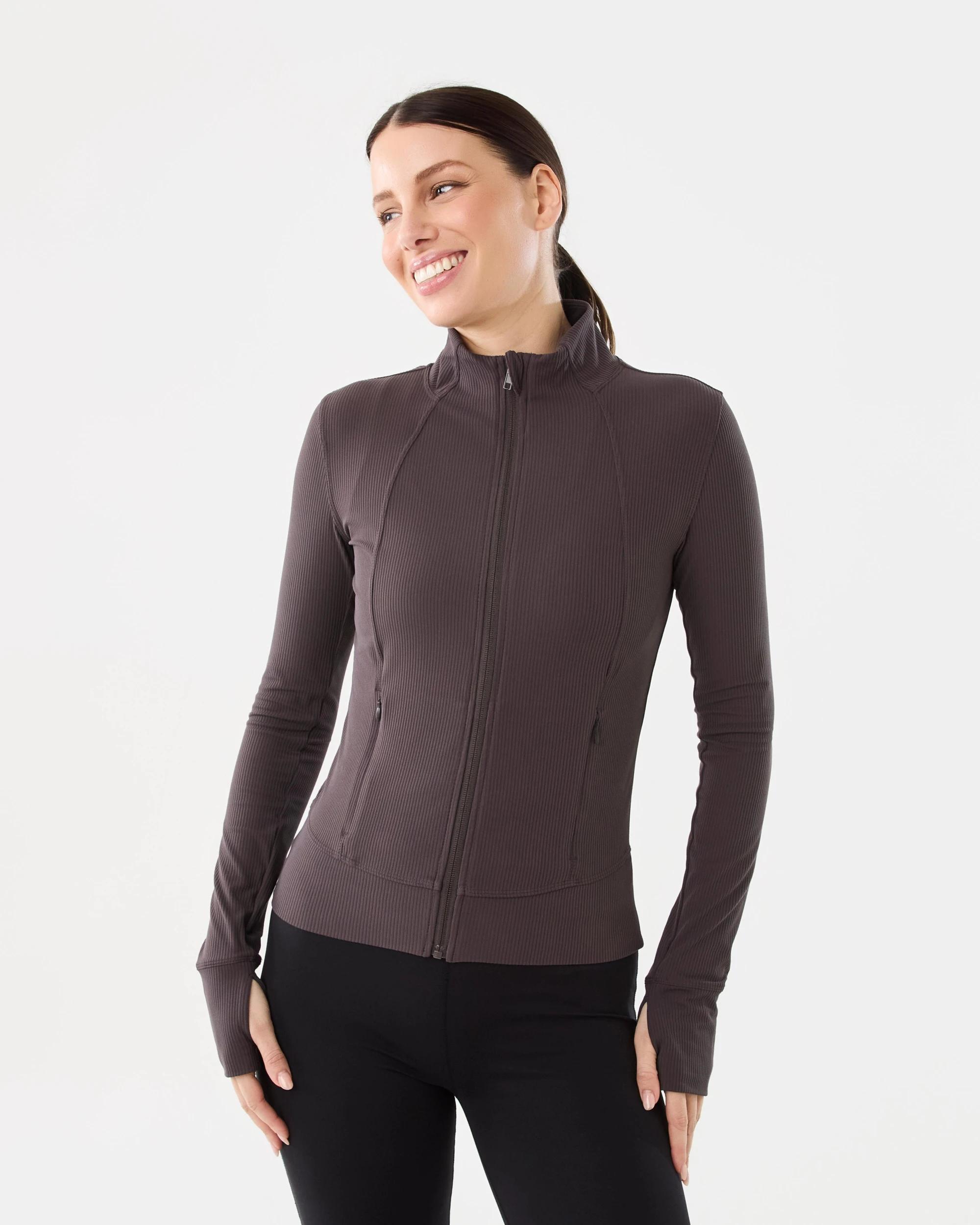 1 Active Womens Ultrasoft Rib Jacket Espresso, 1 of 7