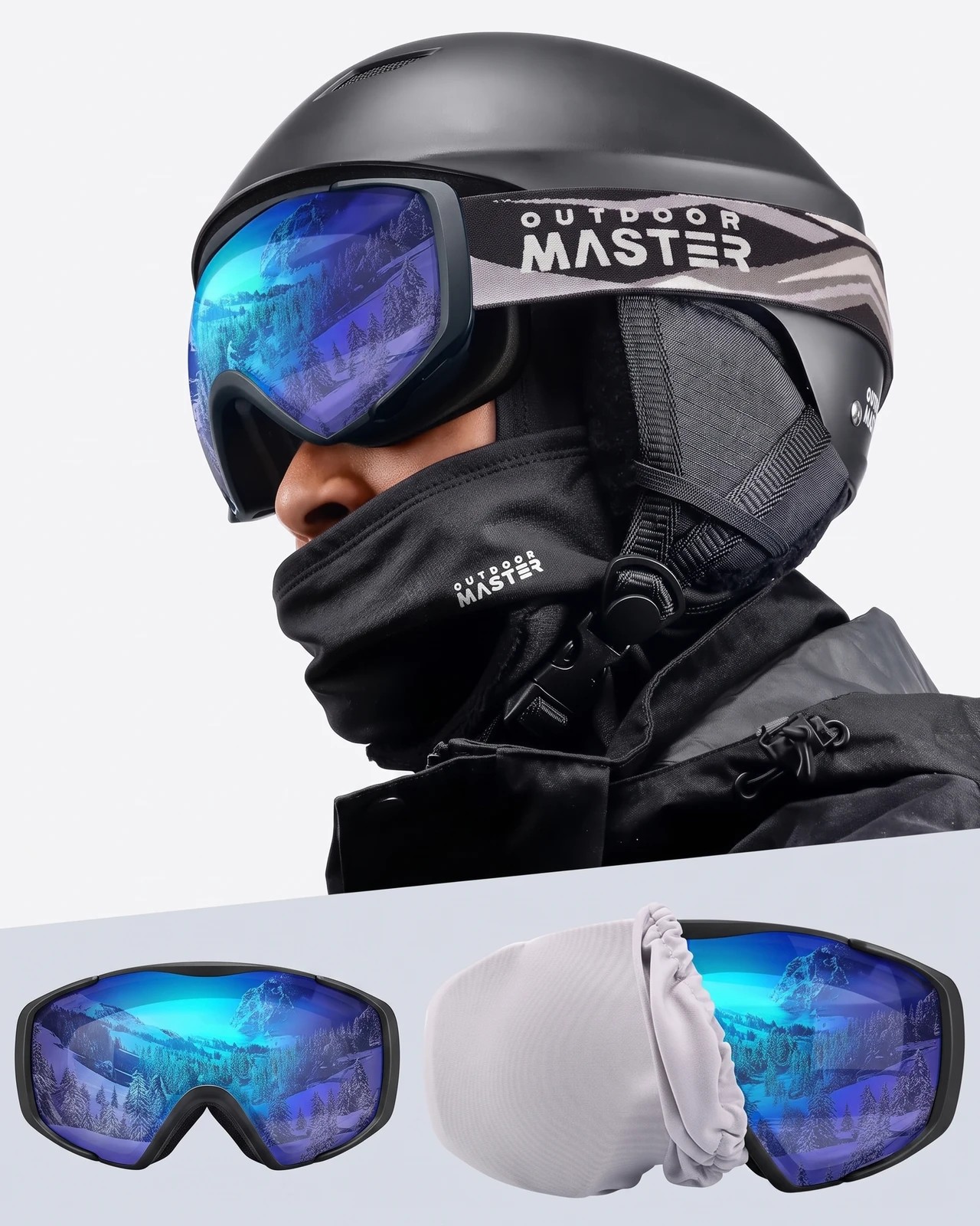 5 OutdoorMaster Ski Goggles with Cover OTG Anti Fog Snowboard Glasses UV Protection, 5 of 7