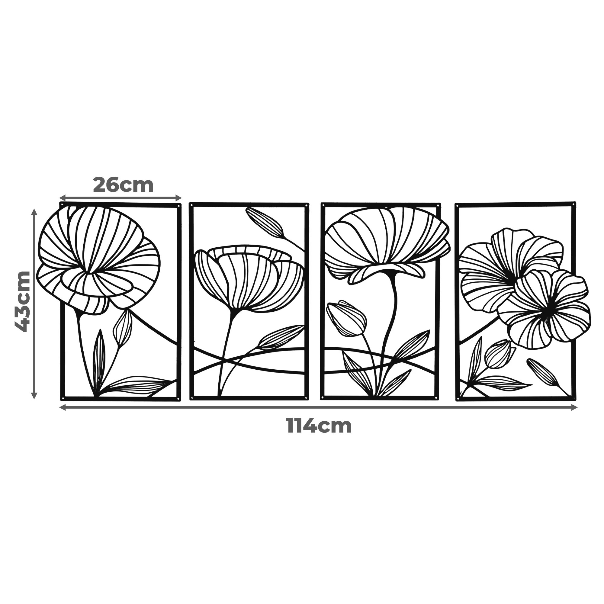 3 Yezi 4Pcs Metal Wall Decor Abstract Lotus Flower, 3 of 9