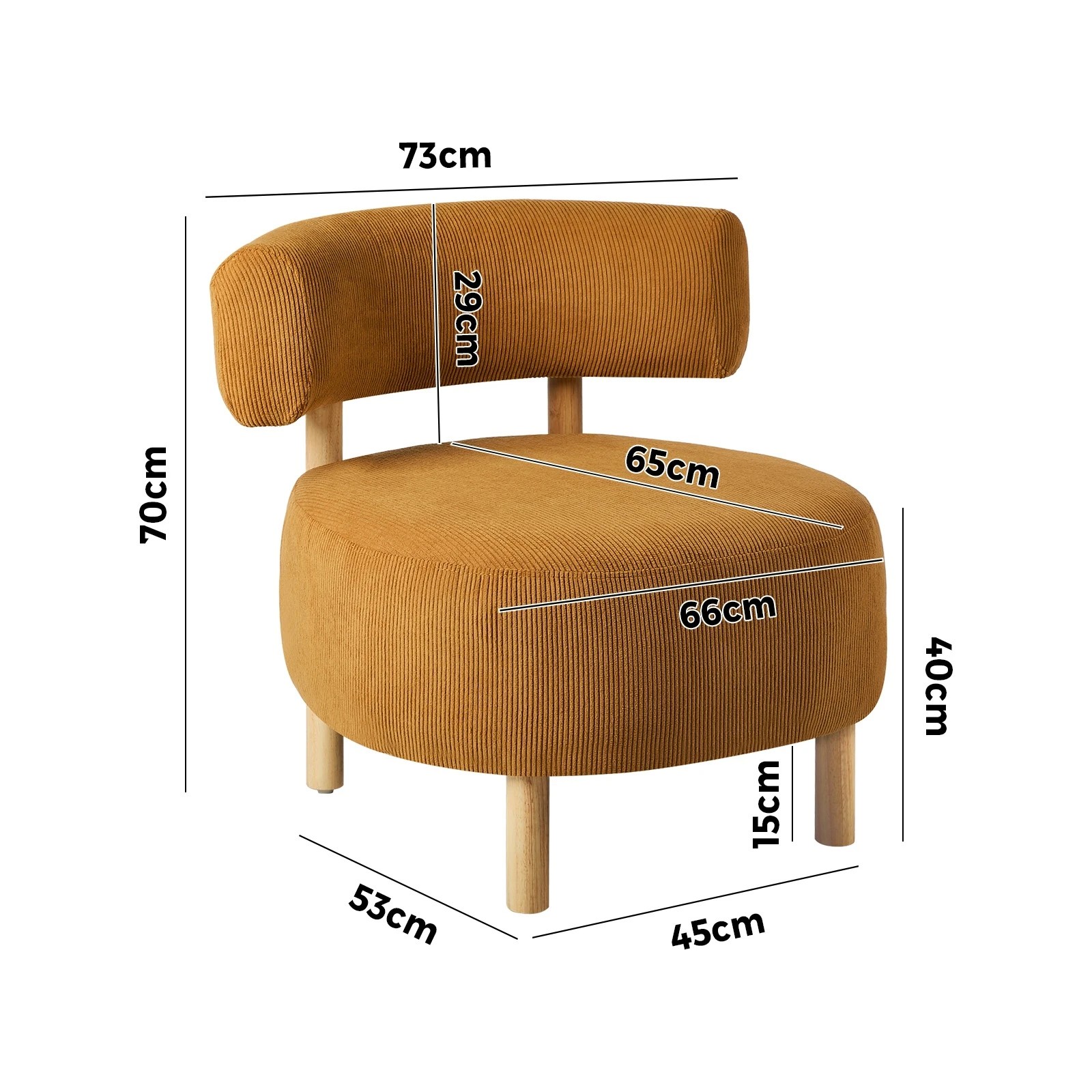 2 Oikiture Wooden Armchair Lounge Chair Velvet Accent Armchairs - Orange, 2 of 10