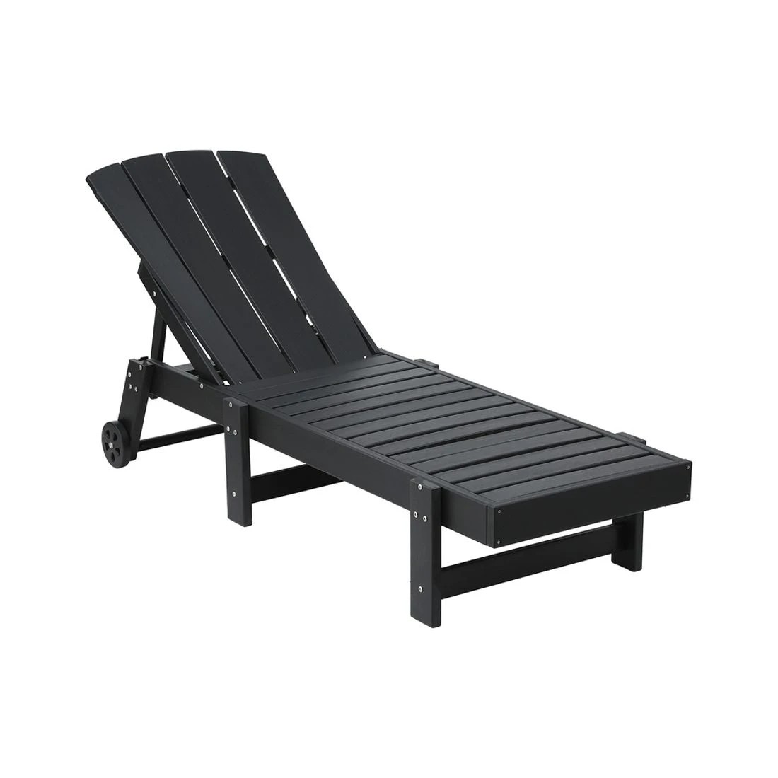 3 Gardeon Sun Lounge Beach Chair HDPE Adirondack Lounger Patio Outdoor Furniture with Wheels - Black, 3 of 7