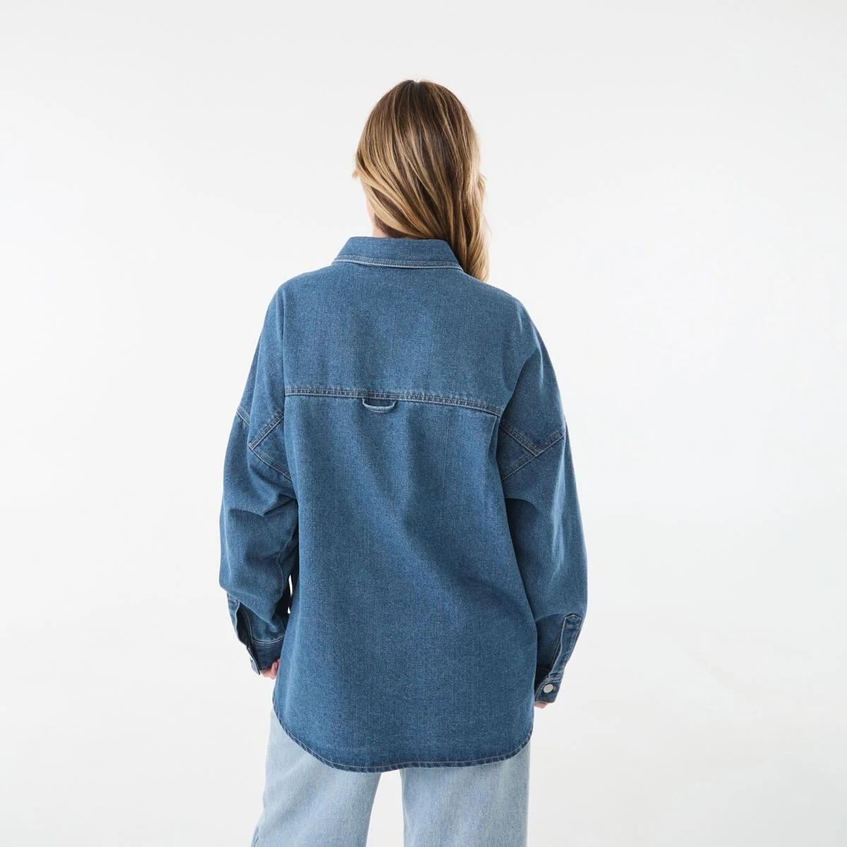 4 Long Sleeve Denim Shirt Mid Wash, 4 of 7