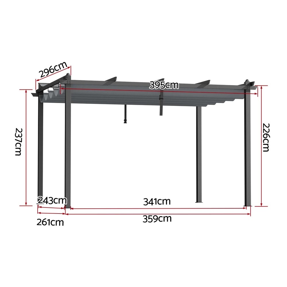 2 Instahut Gazebo Outdoor Garden Pergola Aluminium Frame Adjustable Canopy 3x4m - Grey, 2 of 7