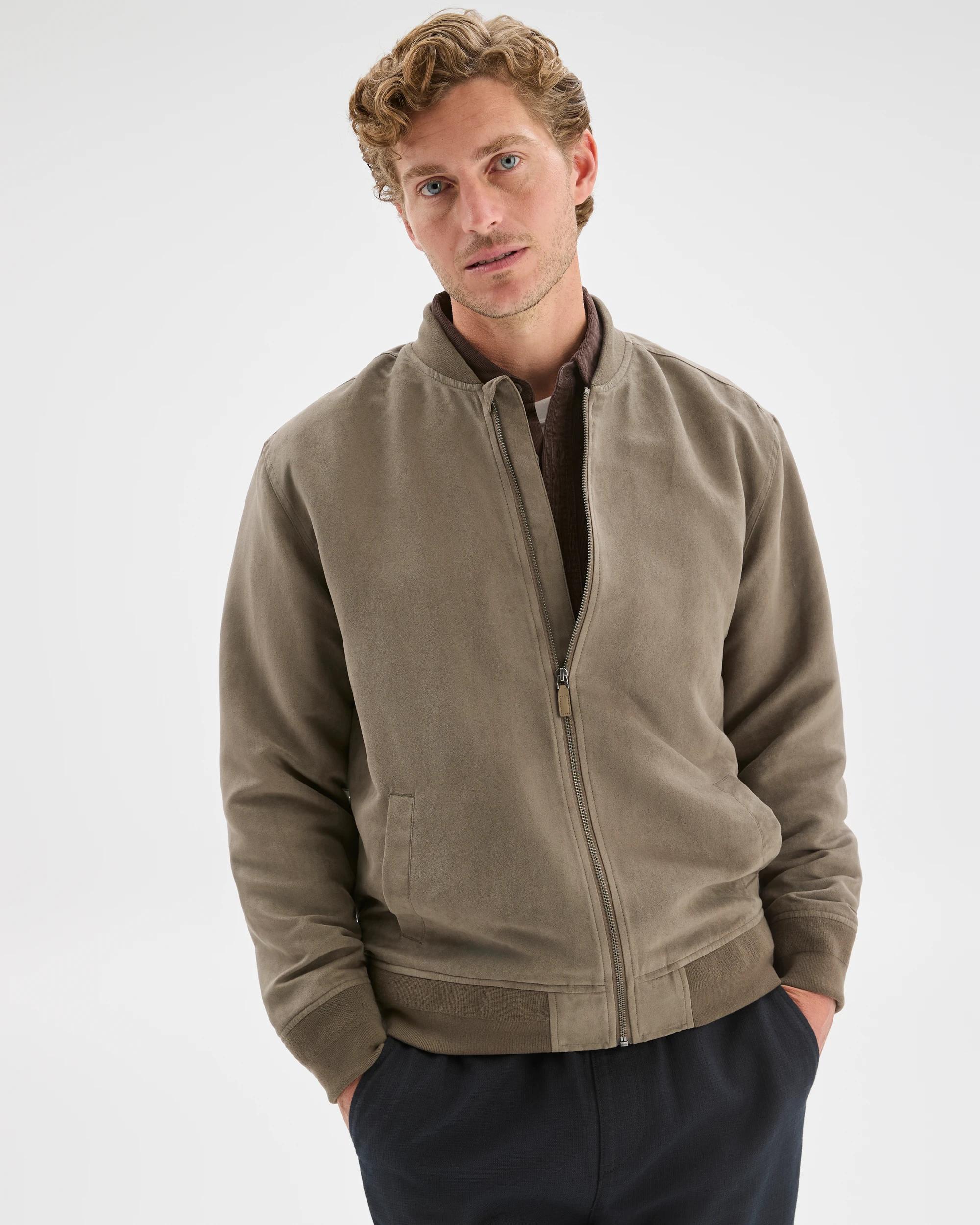 6 Target Man Faux Suede Bomber Jacket GREY OLIVE, 6 of 8