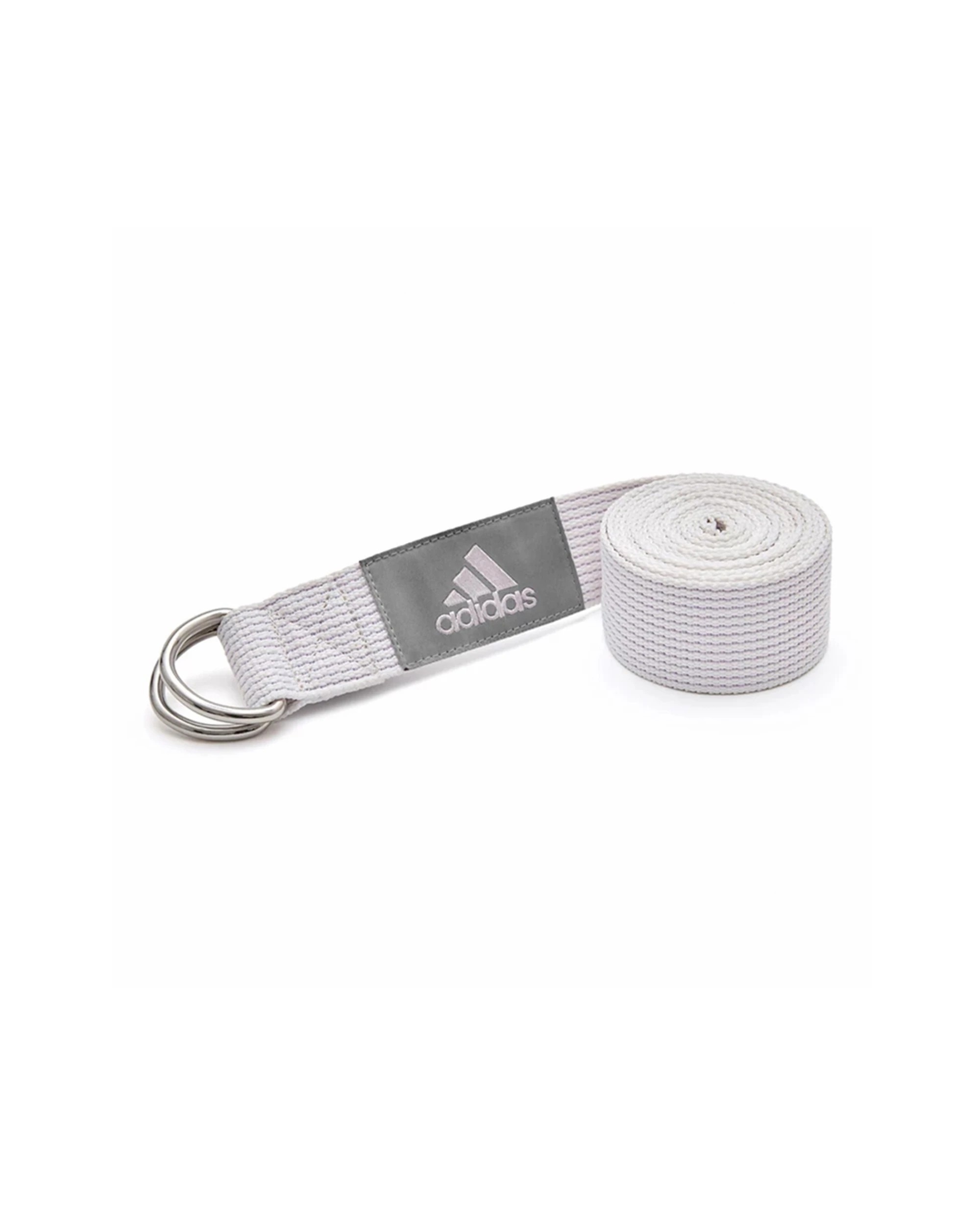 2 Adidas Yoga Strap 2.5m Adjustable Metal D Buckle Durable Woven Anti-Slip - White, 2 of 9