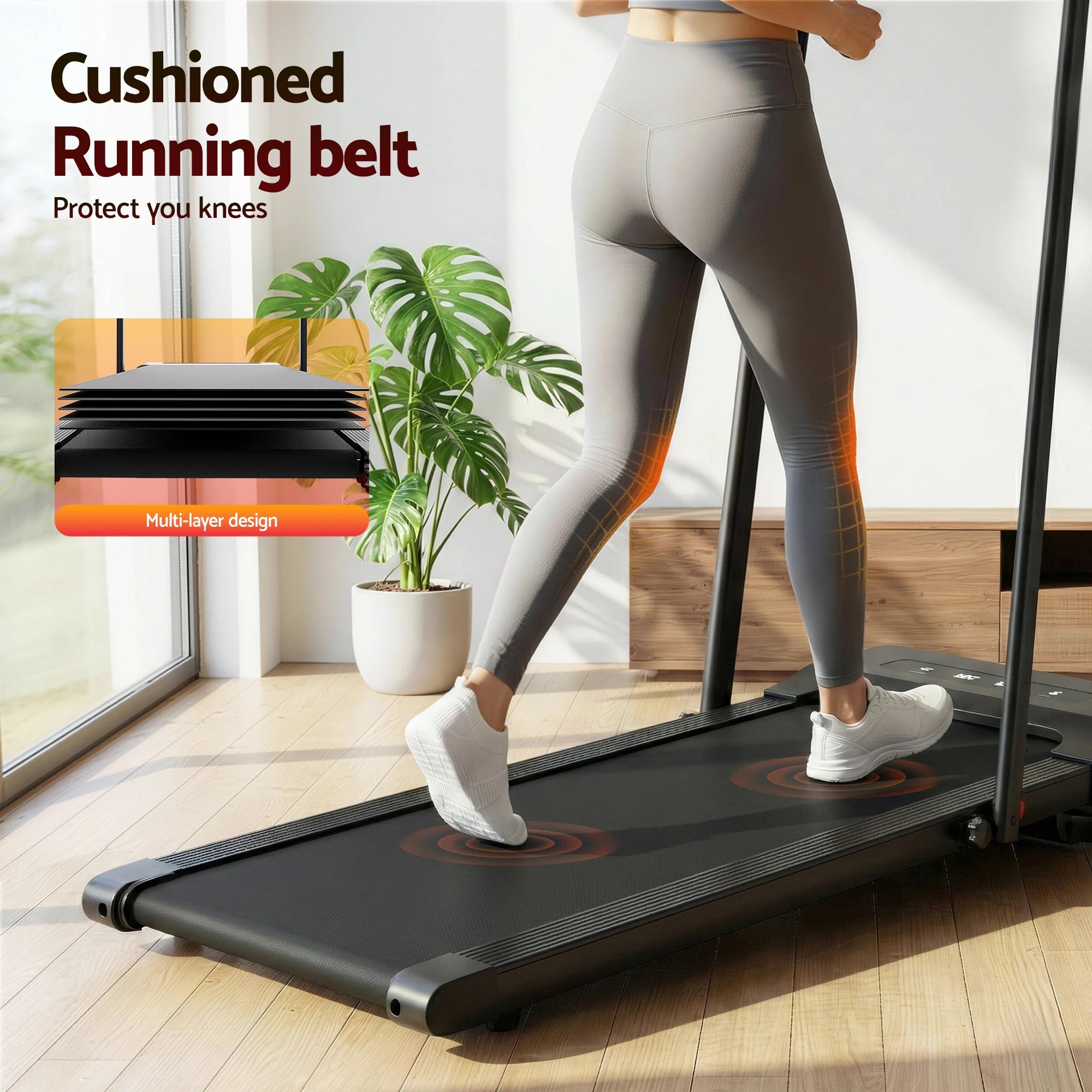 8 Everfit Treadmill Electric Walking Pad Under Desk Home Gym Fitness 380mm Black - Black, 8 of 9