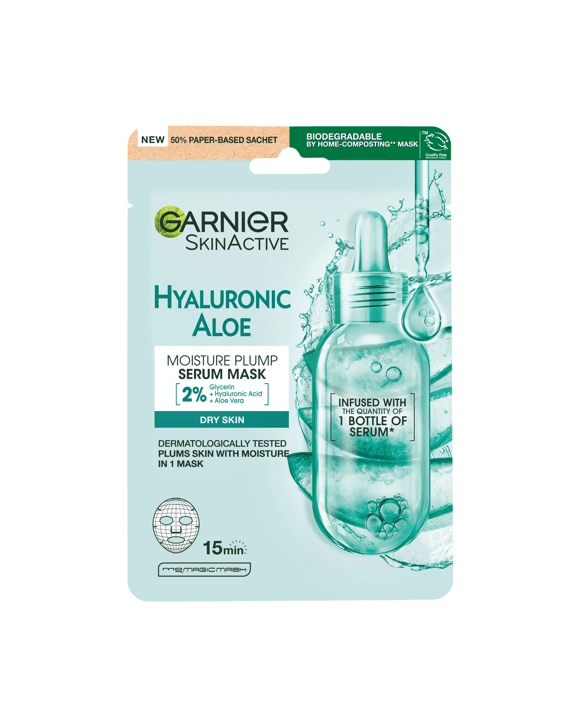 Garnier Skin Naturals Hyaluronic Aloe Serum Sheet Mask - Hyaluronic Acid and Organic Aloe Vera