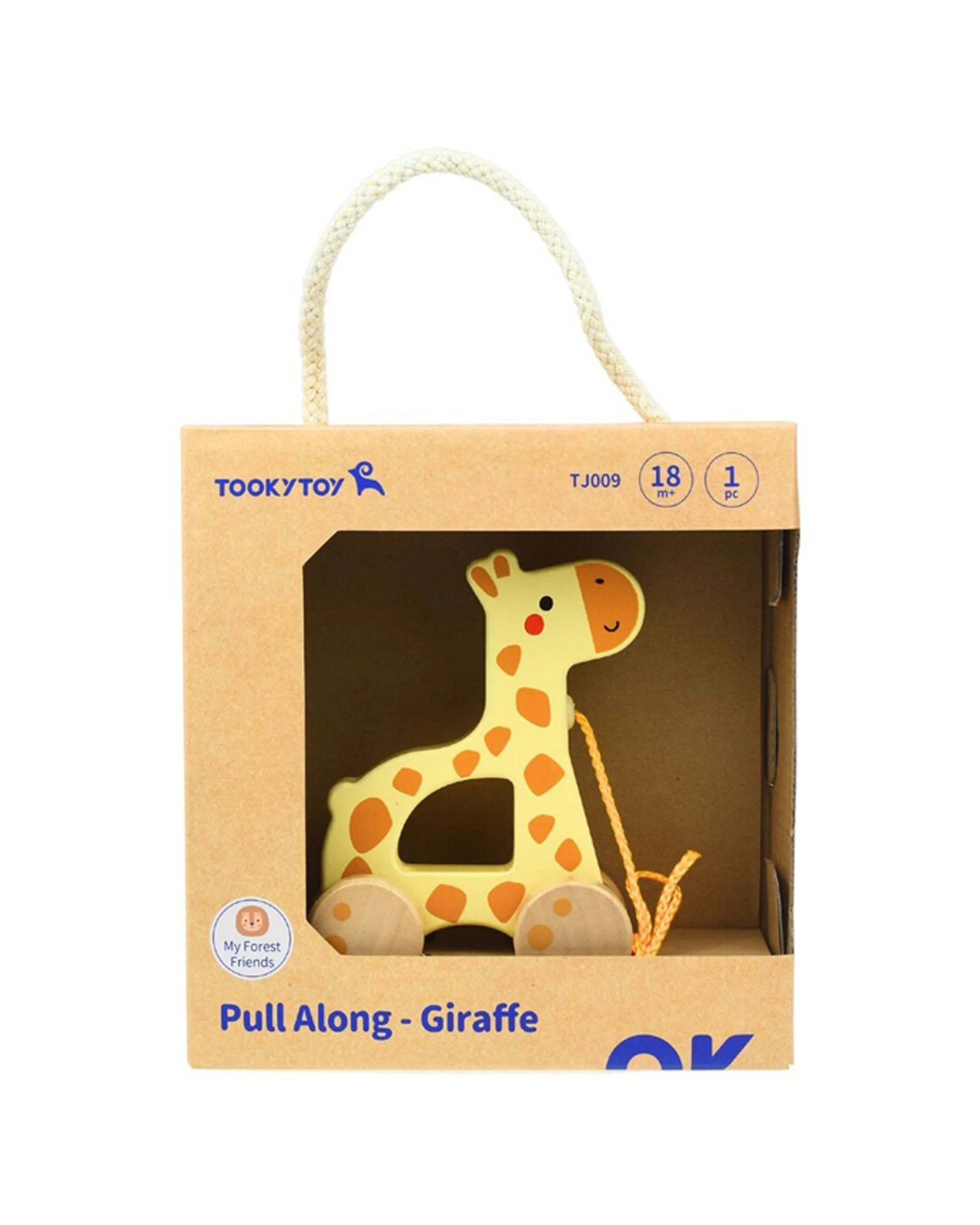 2 Tooky Toy My Forest Friends Wooden Pull Along Giraffe Kids Educational Play - Multi, 2 of 5
