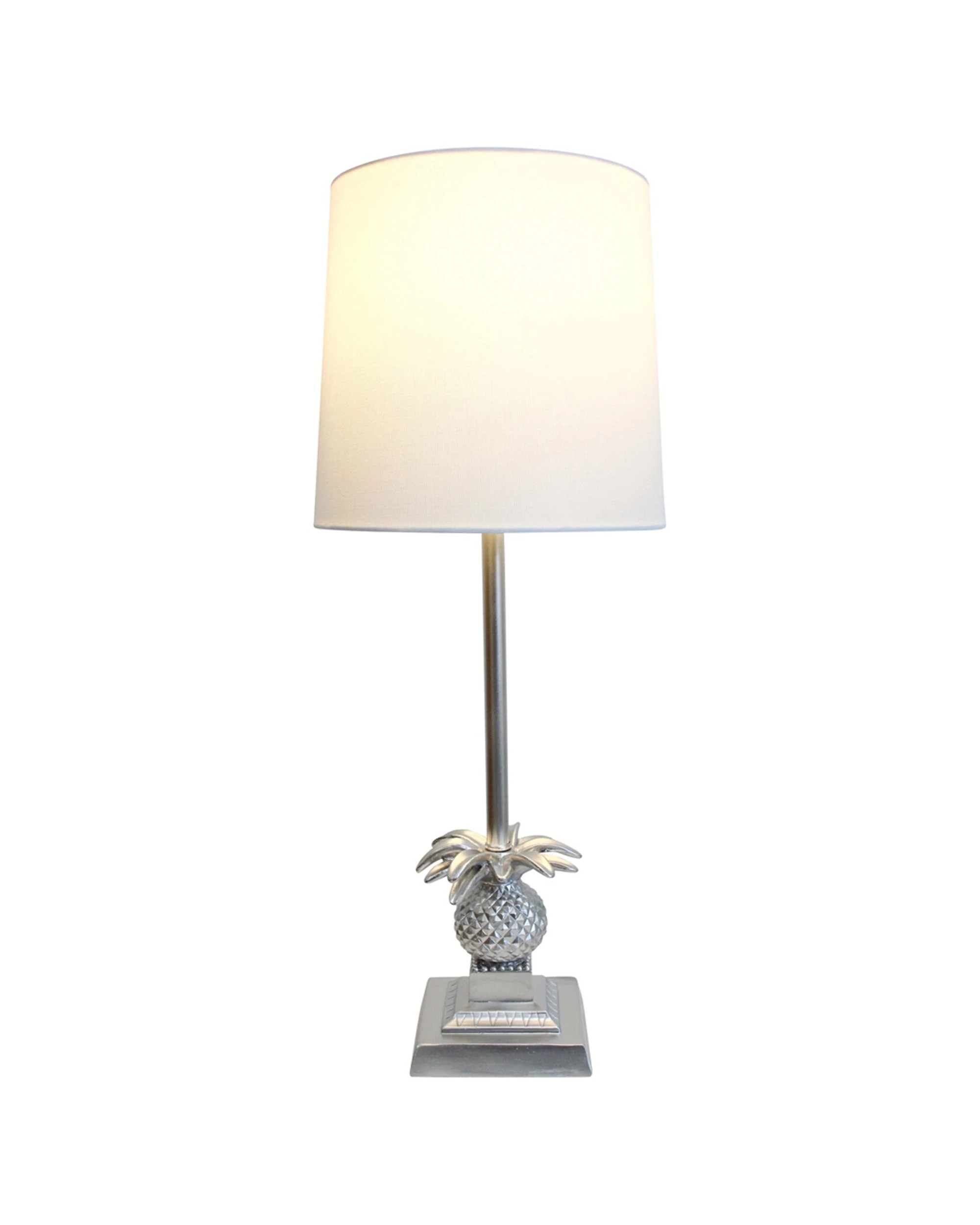 1 LVD Linen Polyresin Lamp Royale Antique Tabletop Light Pineapple Base - Silver, 1 of 2