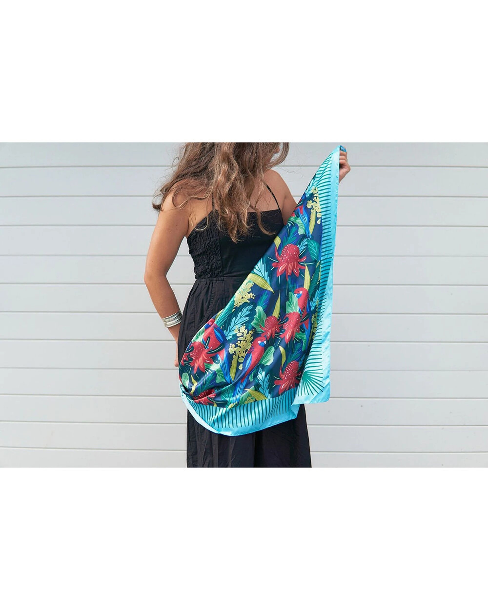 4 Annabel Trends Square Scarf Womens Fashion 90x90cm Tiger Peonies - Multi, 4 of 4