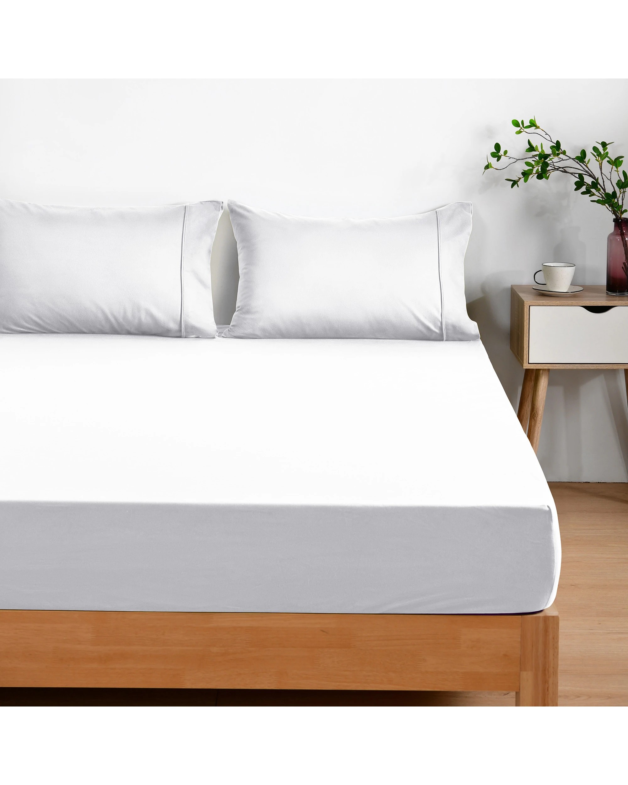 2 Dreamaker Micro Flannel Combo Fitted Sheet Set - King Bed - White, 2 of 7