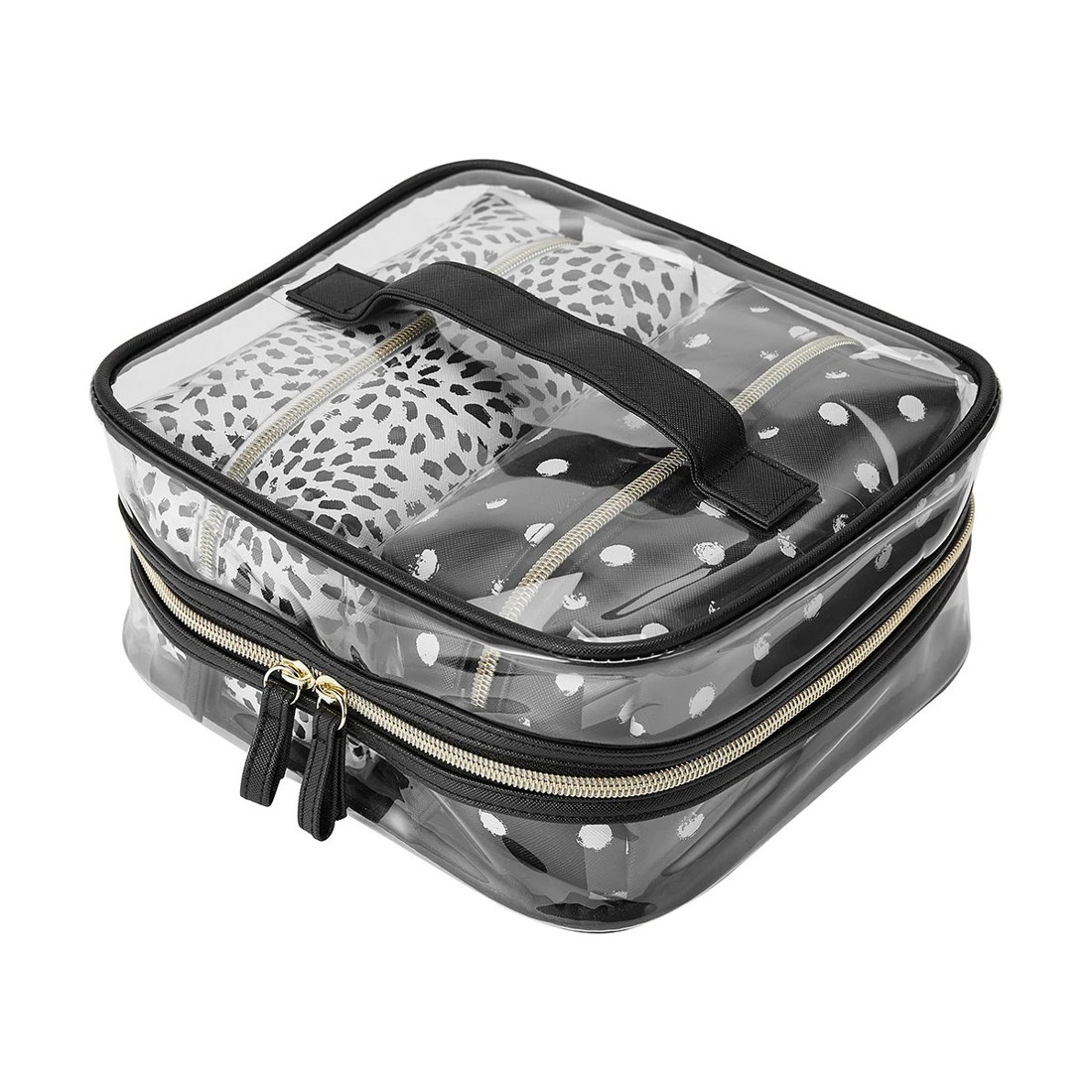 2 3 Piece Cosmetic Bag Set - Clear & Print, 2 of 8