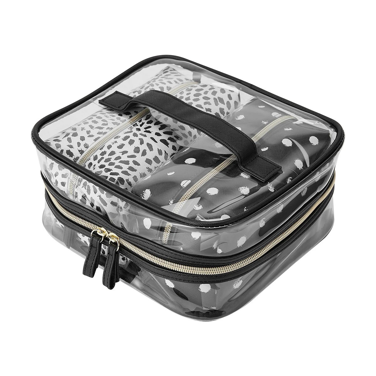 2 3 Piece Cosmetic Bag Set - Clear & Print, 2 of 8