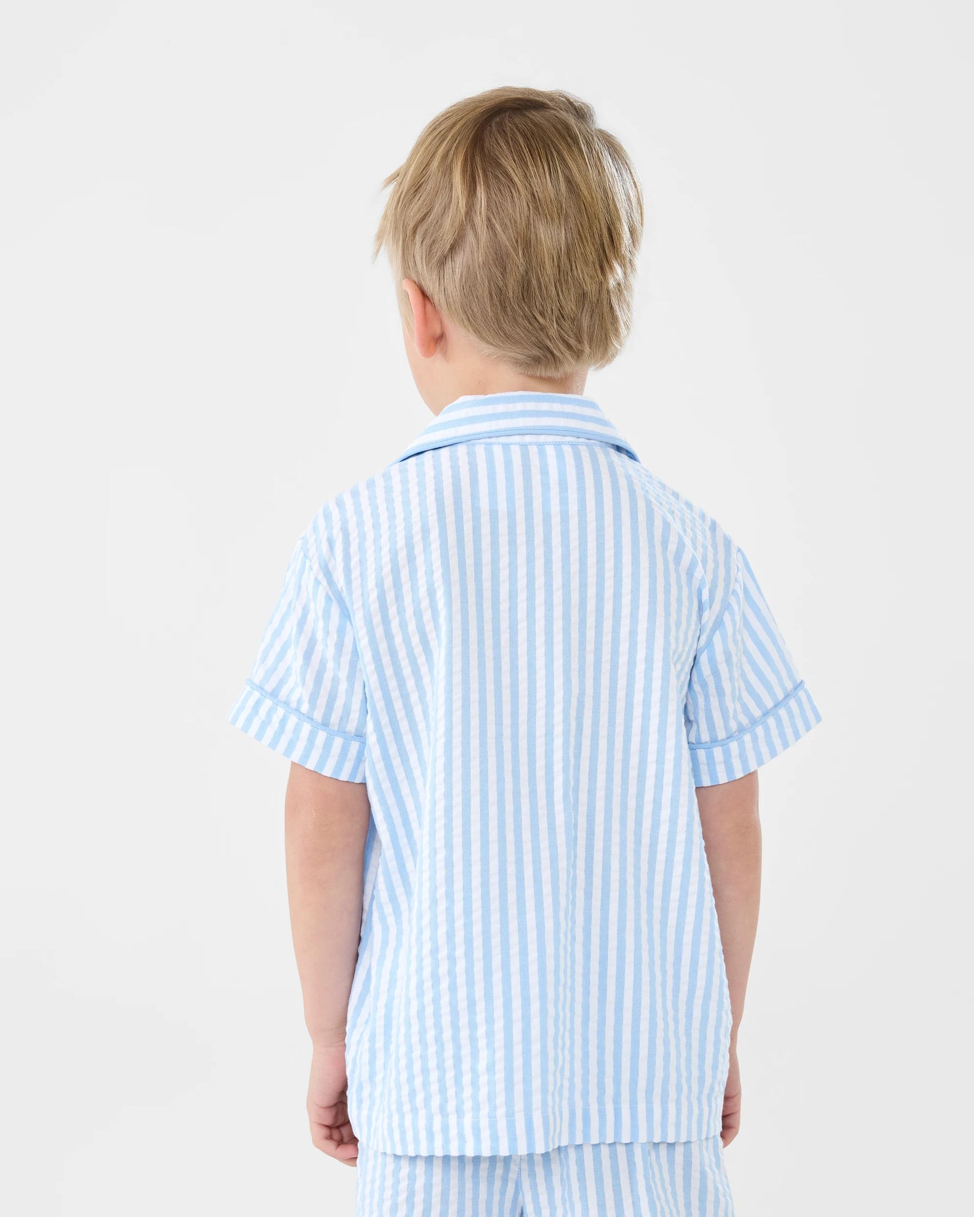 2 Textured Button Through Pyjama Set Stripe, 2 of 7