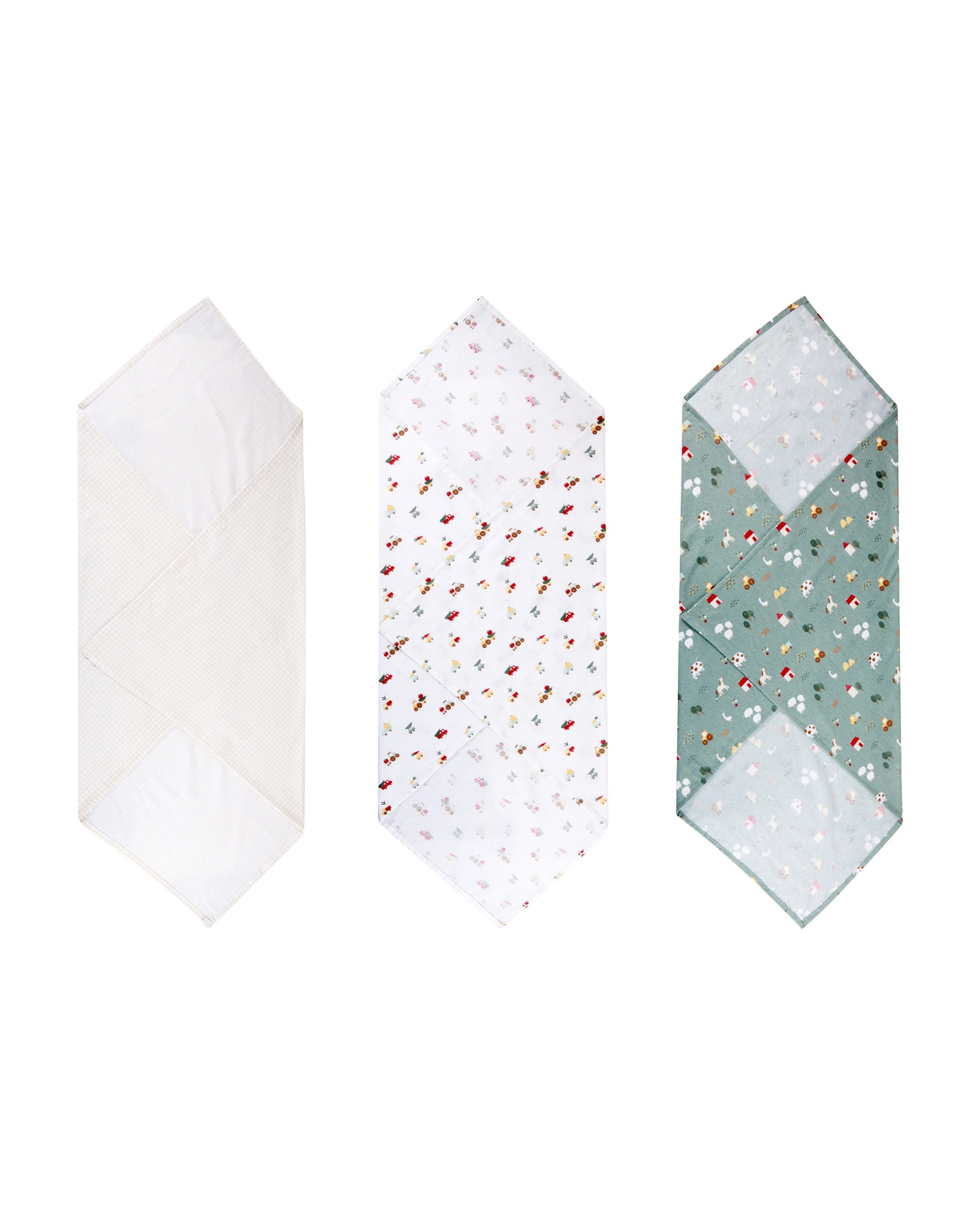 2 3 Pack Cotton Flannelette Wraps - Farm, 2 of 7