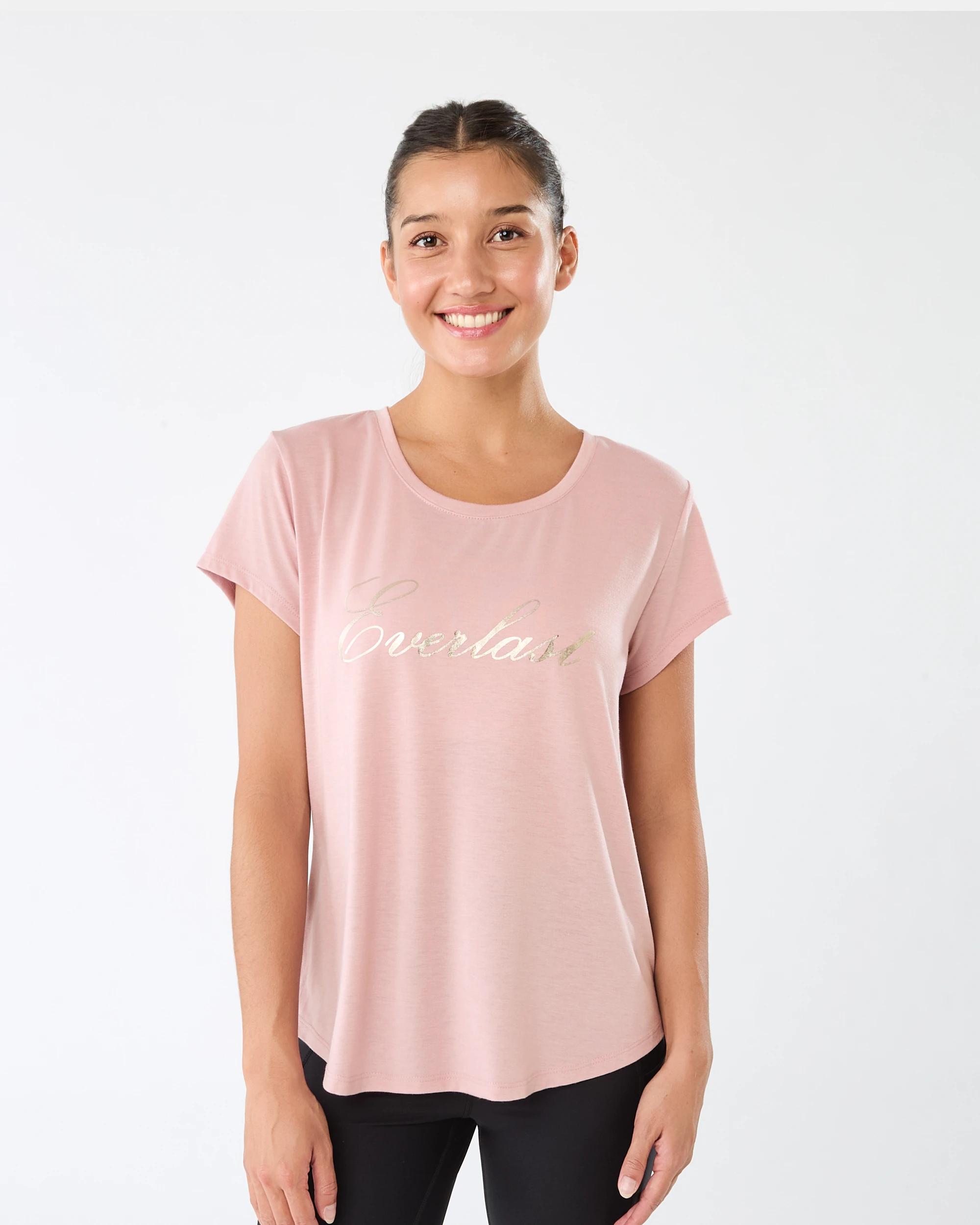 1 Everlast Womens Scoop Neck T-shirt Blush, 1 of 8