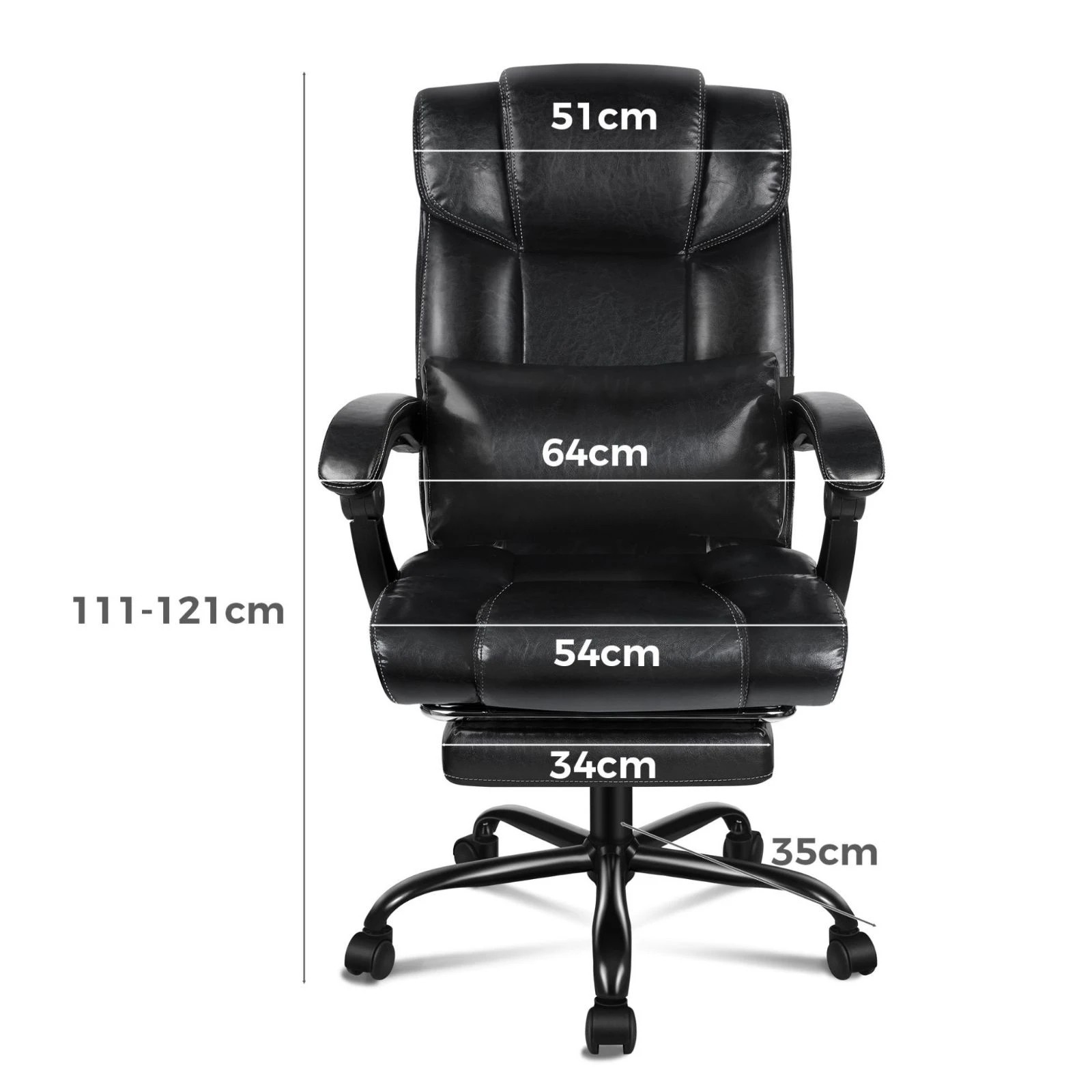5 Alfordson Office Chair Executive Computer Gaming PU Leather Seat Recliner - Black, 5 of 10