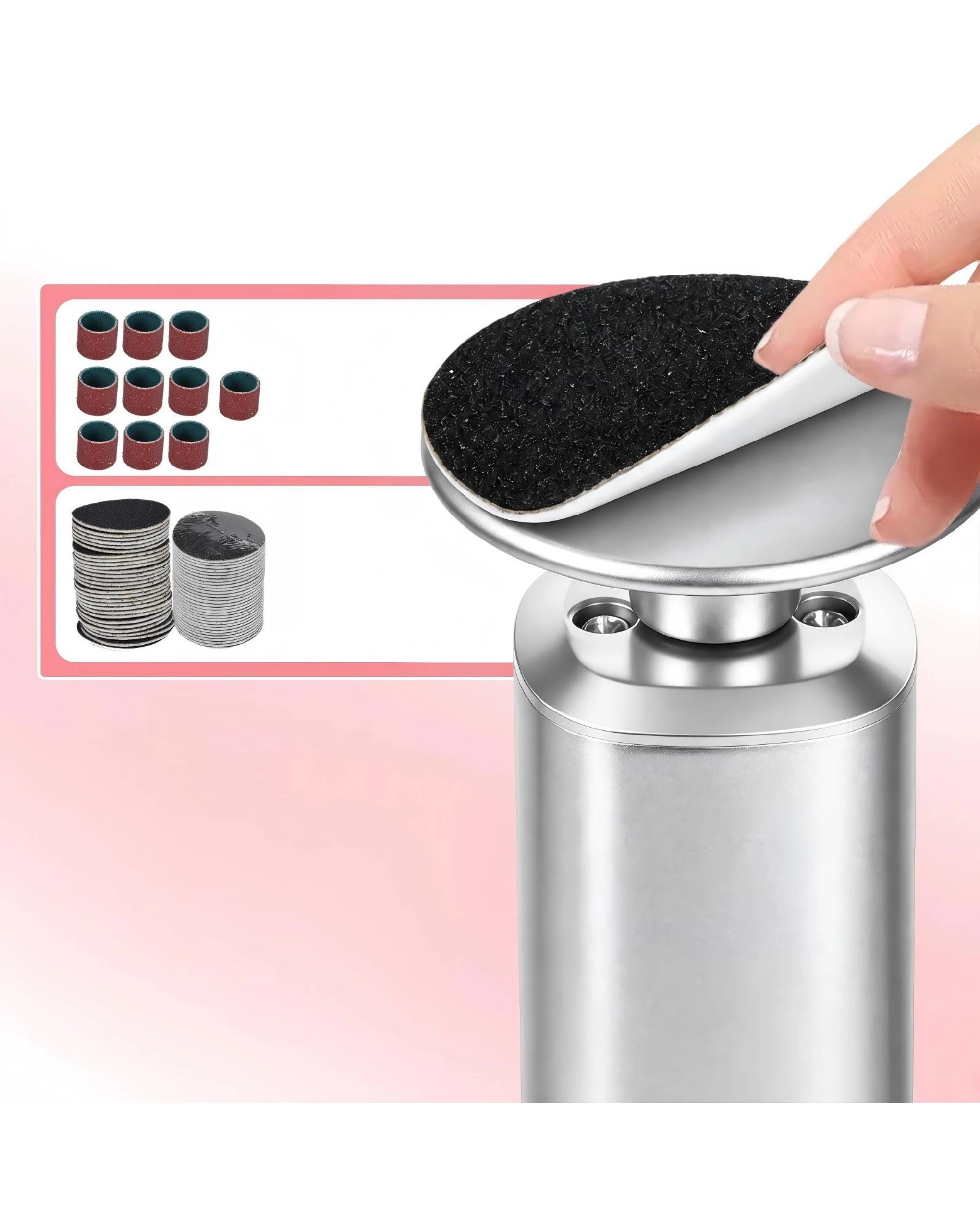 5 Advwin 2-IN-1 Foot Callus Remover with 70 Pcs Sandpaper - Silver, 5 of 7