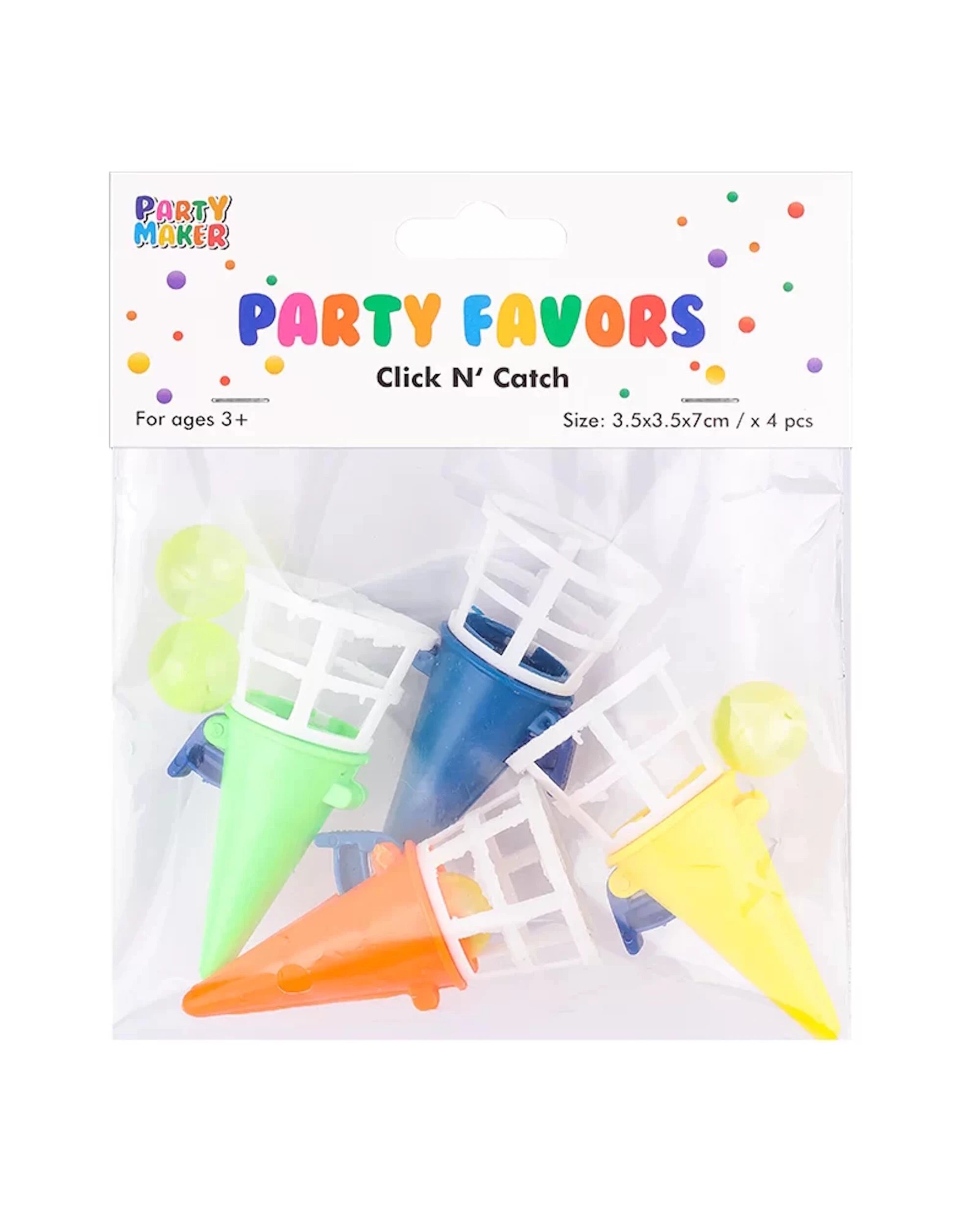 4 Party Maker Pack of 4 Mini Click & Catch Toys 7cm - Assorted, 4 of 4