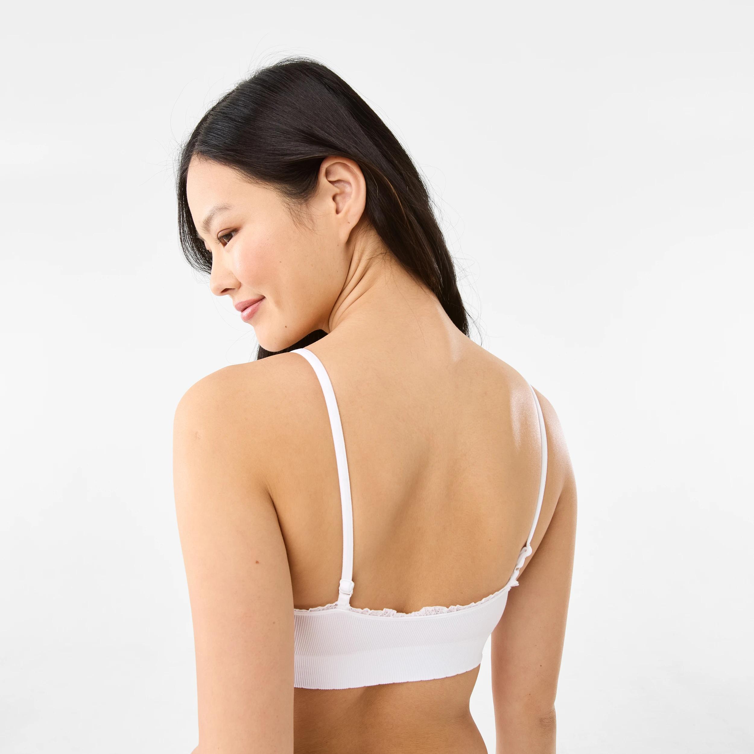 9 2 Pack Seamfree Rib Bralette MA CHERIE POLKA DOT, WHITE, 9 of 10