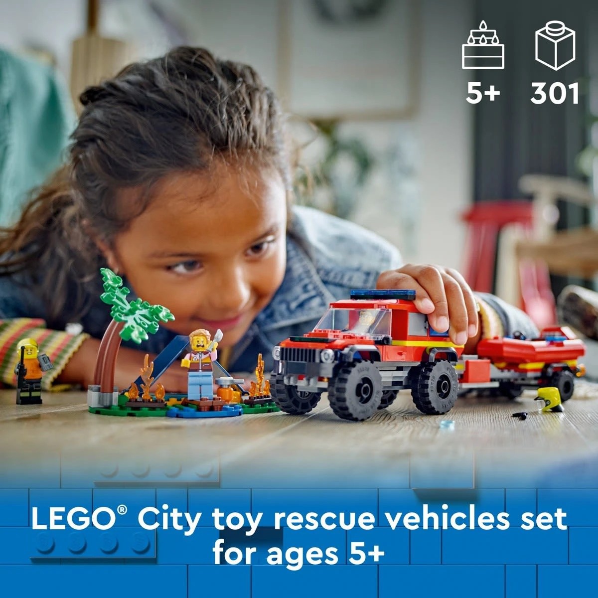 4 LEGO City Fire 4x4 Fire Truck with Rescue Boat 60412, 4 of 10