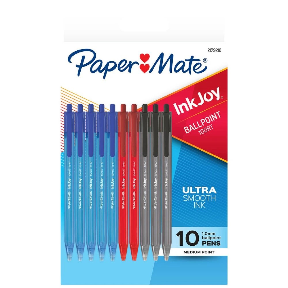 1 Paper Mate Inkjoy 100RT Ballpoint Pens Assorted 10 Pack, 1 of 5