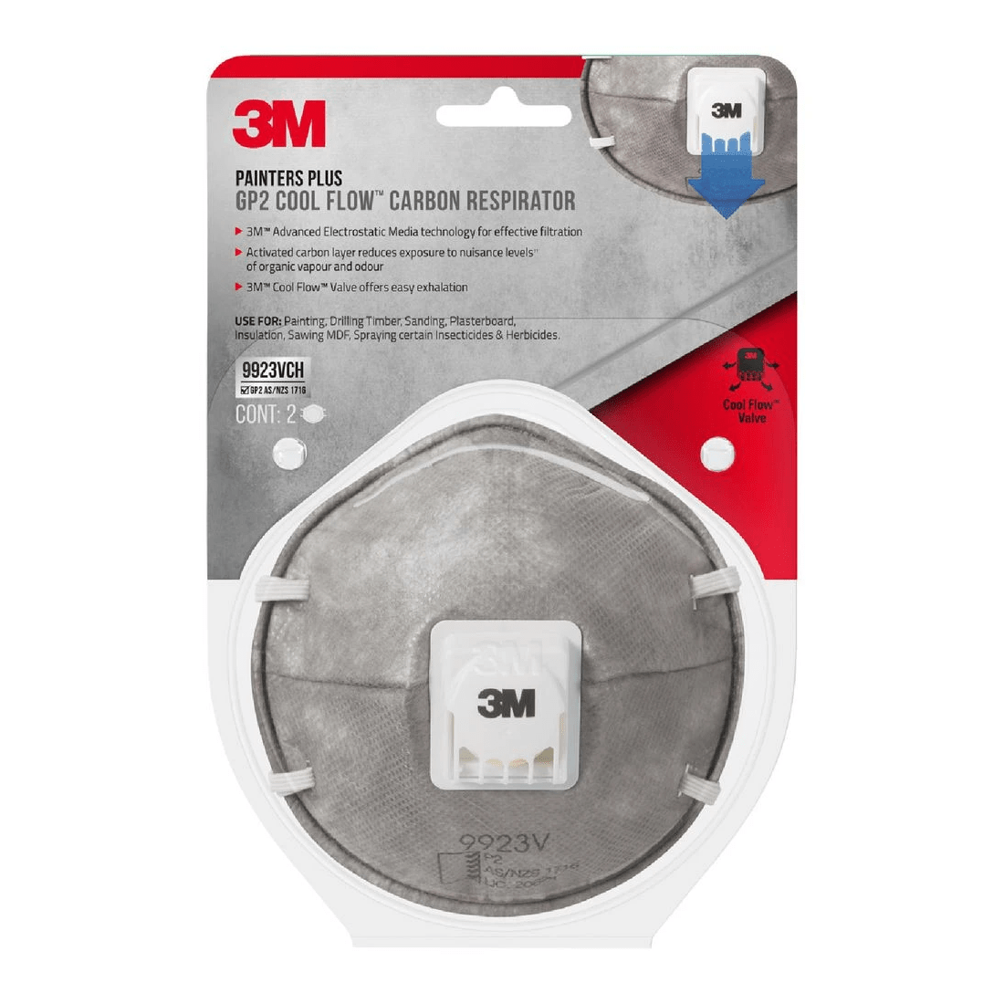 1 3M Painter's Plus GP2V Carbon Respirator 2 Pack, 1 of 3