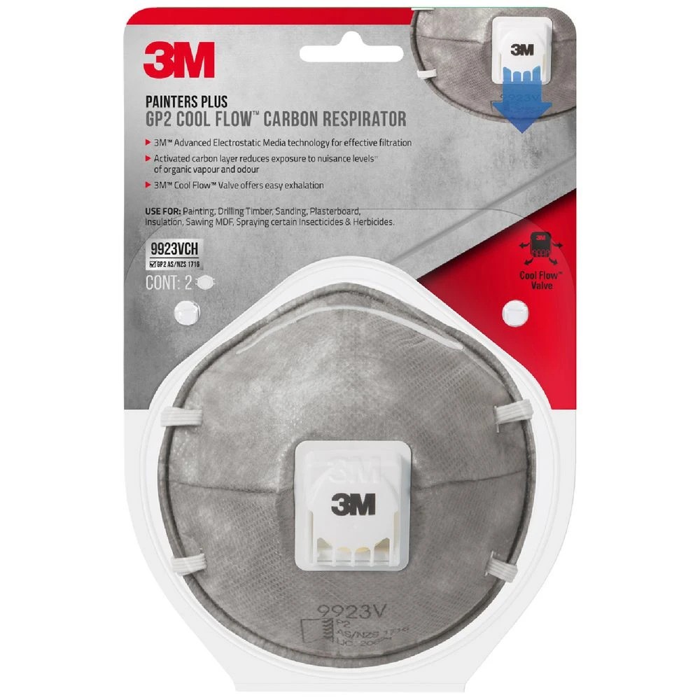1 3M Painter's Plus GP2V Carbon Respirator 2 Pack, 1 of 3