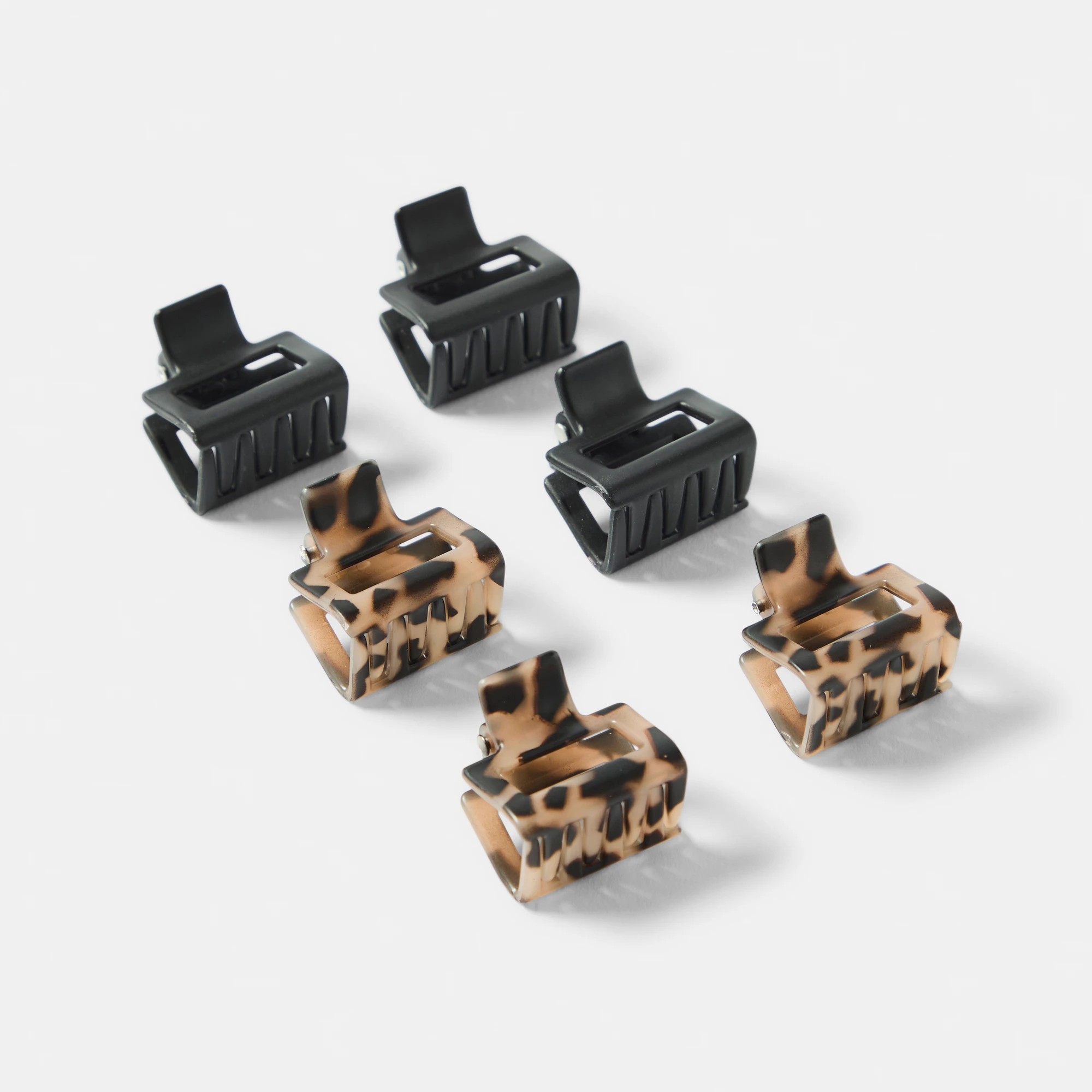 1 OXX Haircare 6 Pack Black and Tort Mini Rectangular Claw Hair Clips, 1 of 4